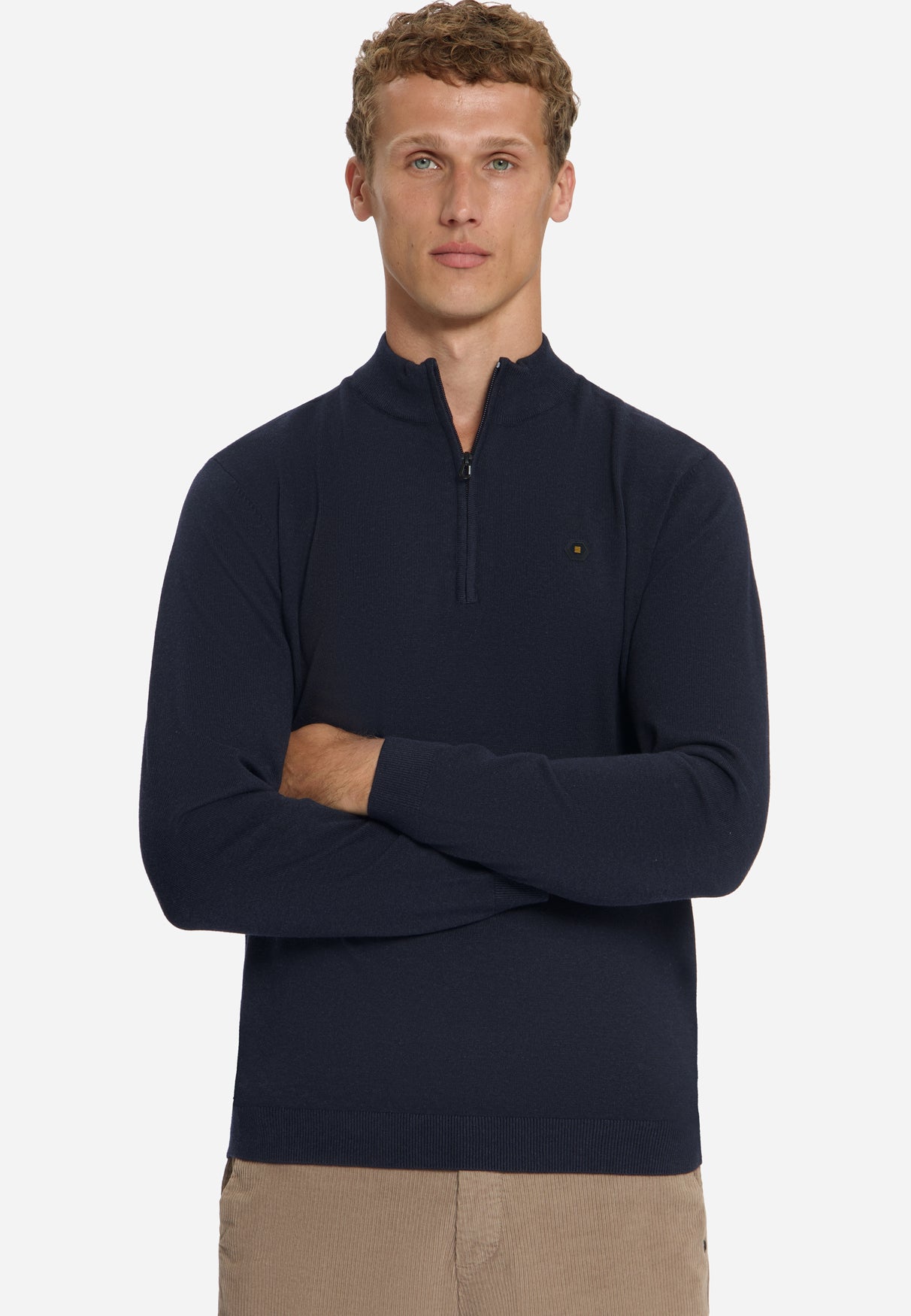 Melange Half-Zip Strickpullover | Dark Night
