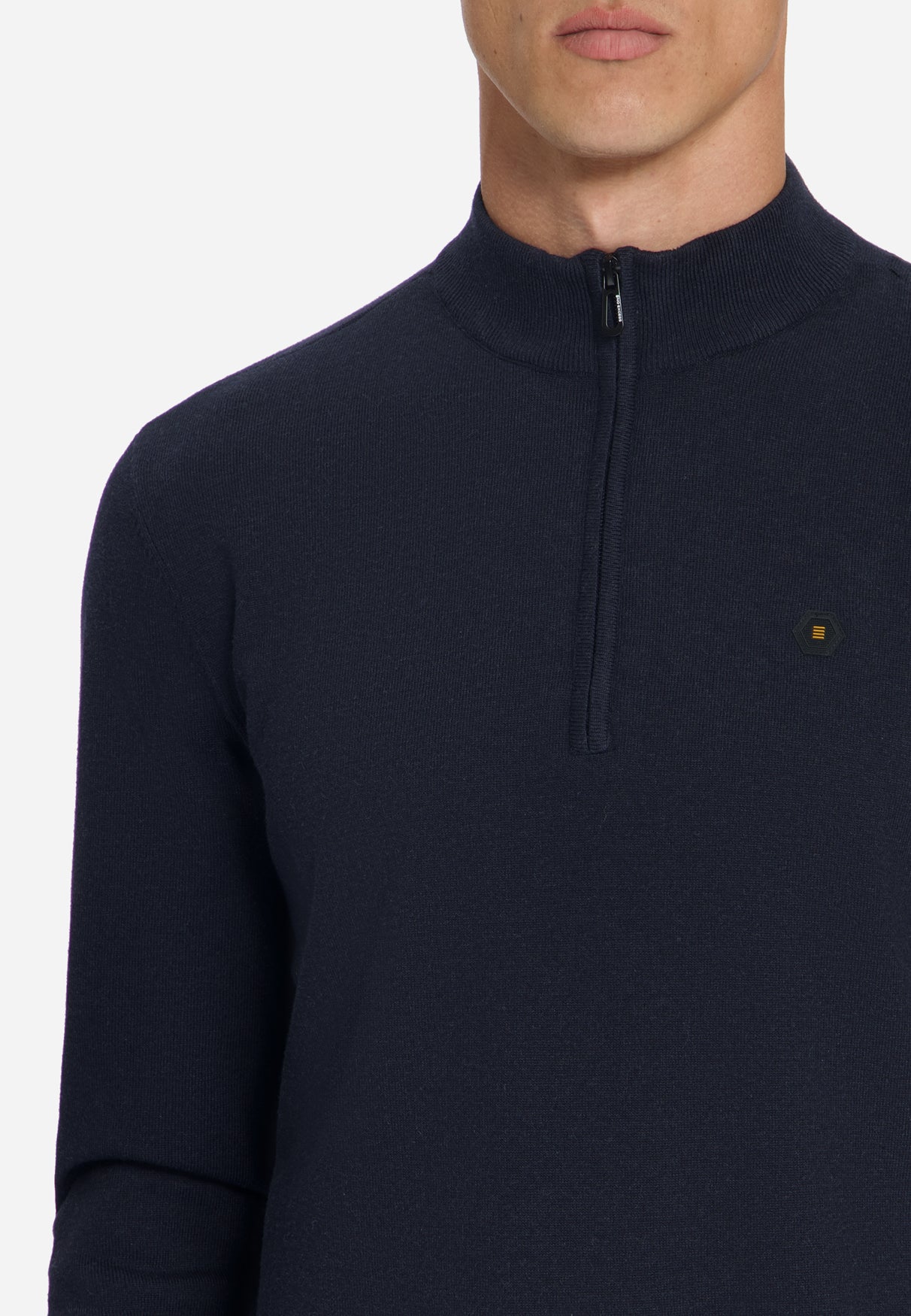 Melange Half-Zip Strickpullover | Dark Night