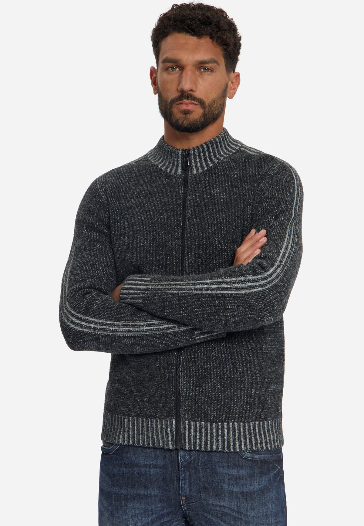 Two-Tone Knitted Cardigan | Black