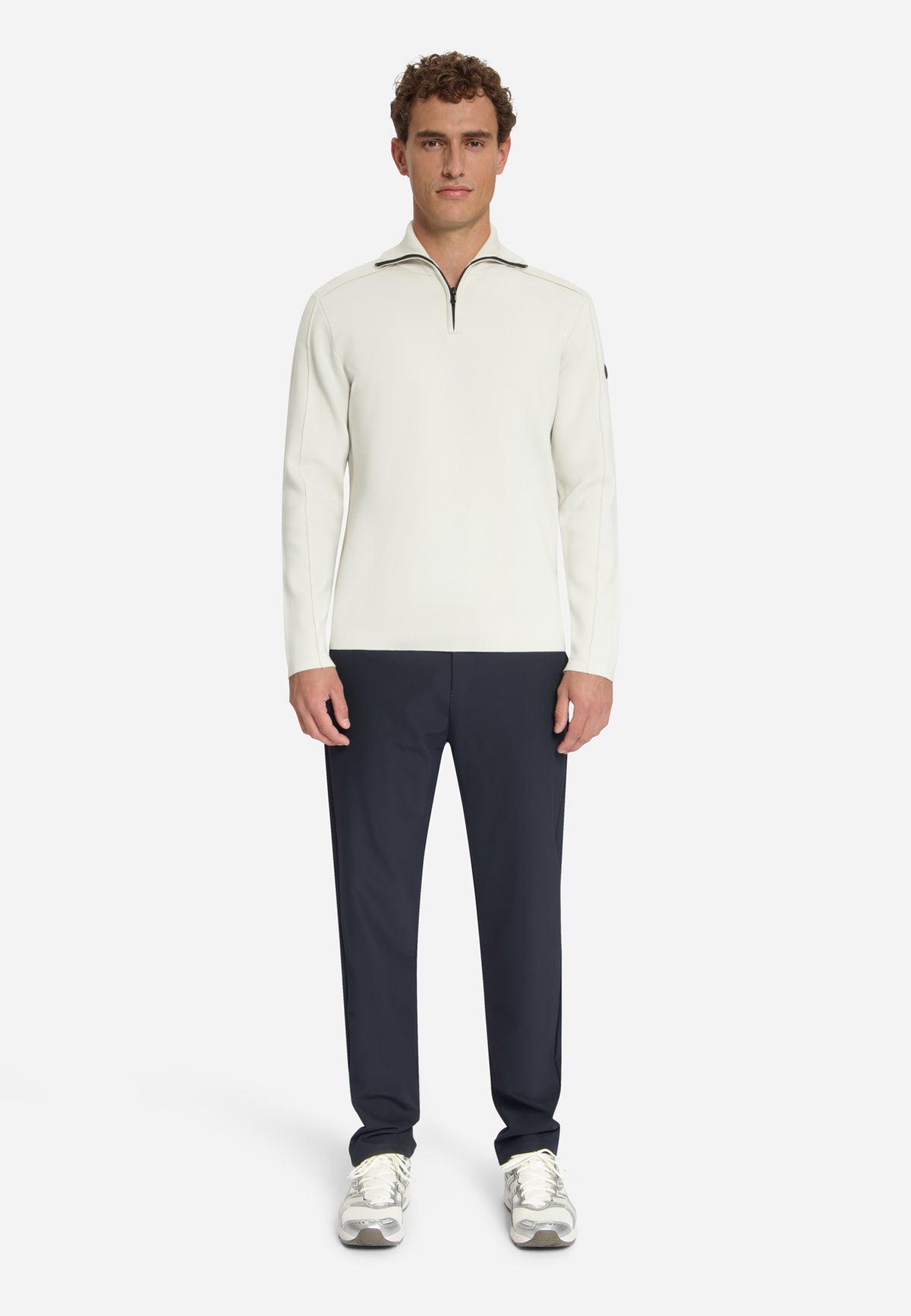 Textured Half-Zip Jumper | Chalk