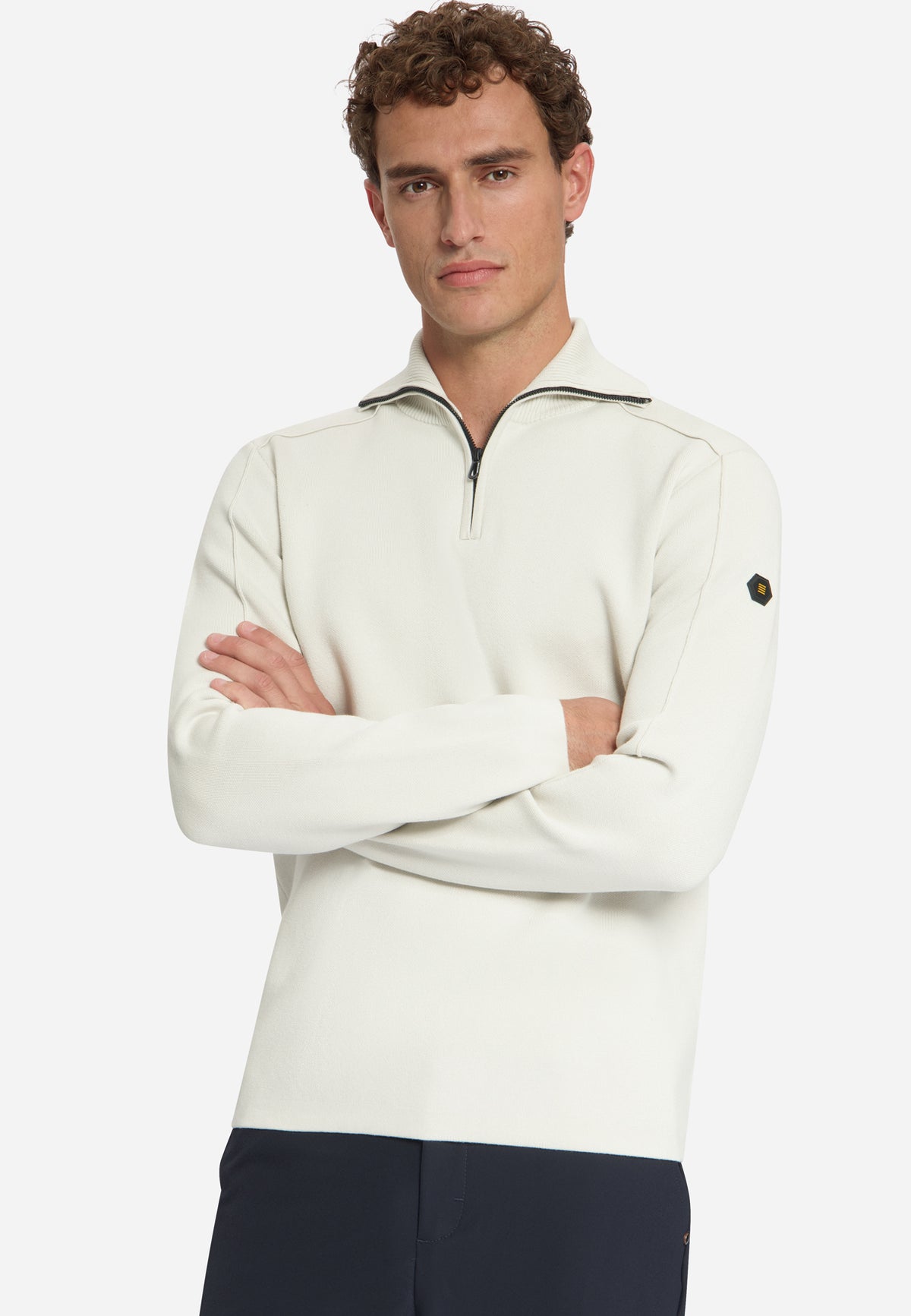 Textured Half-Zip Jumper | Chalk