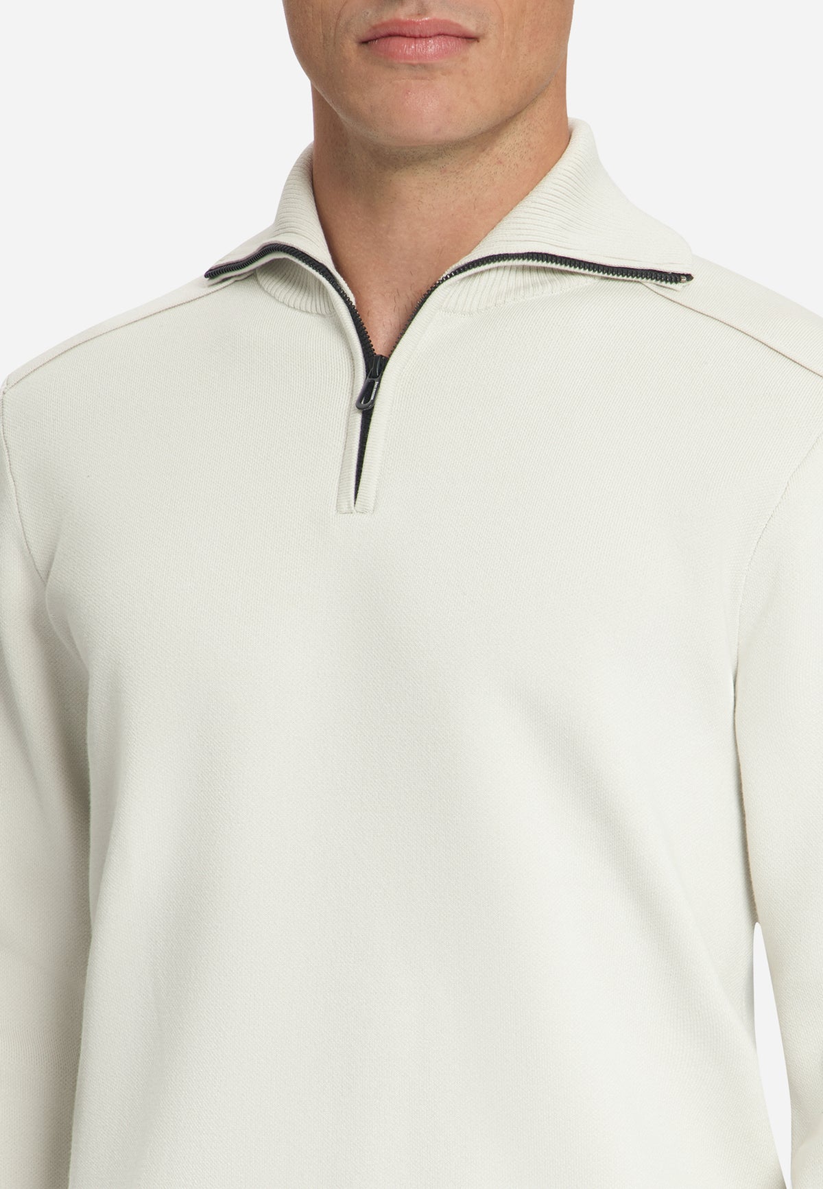 Textured Half-Zip Jumper | Chalk