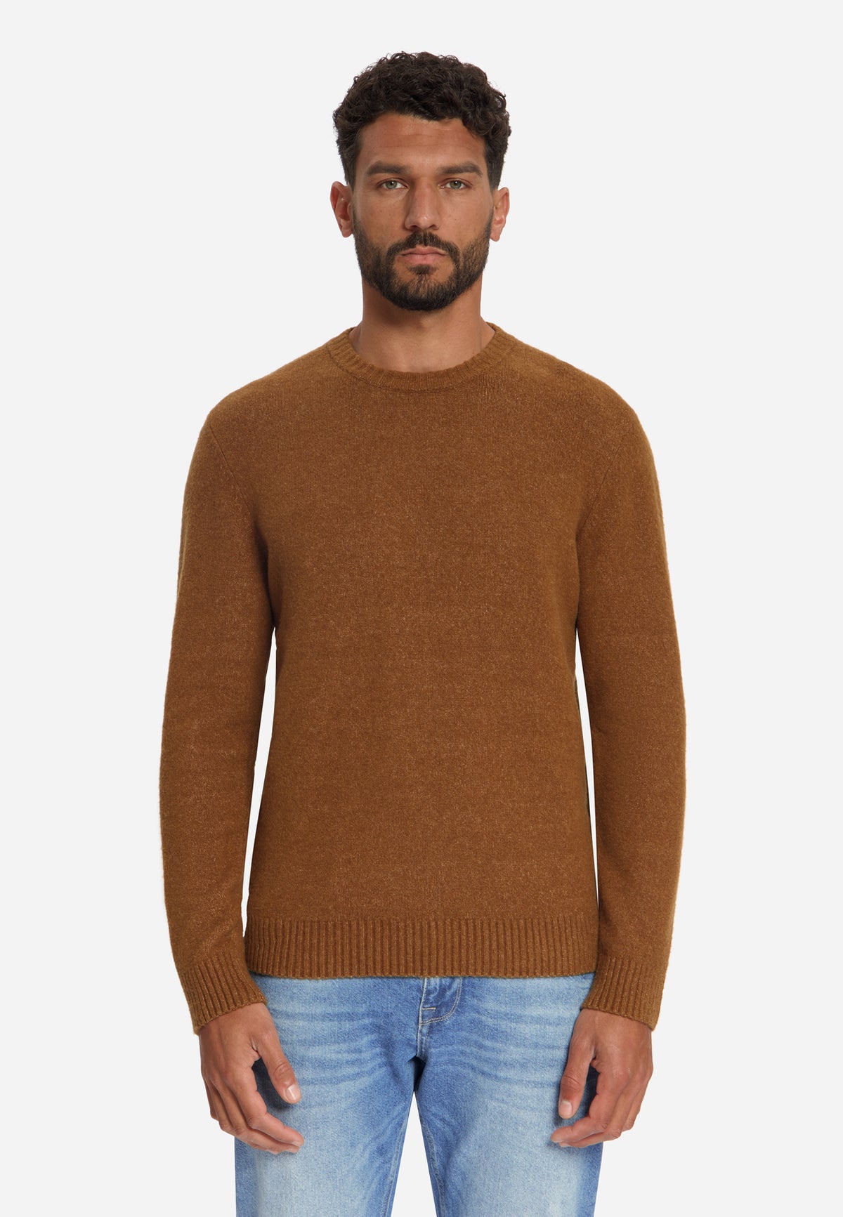 Leichter melierter Pullover | Caramel