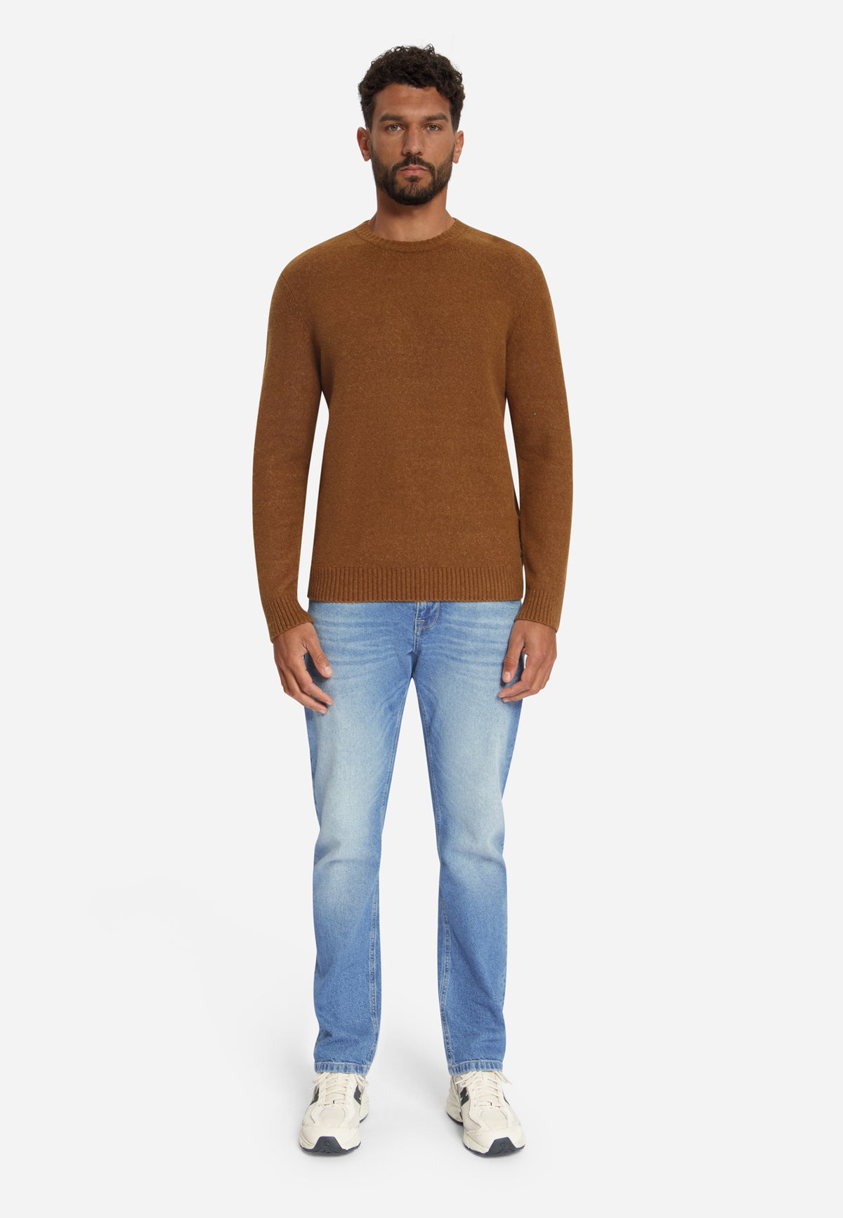 Leichter melierter Pullover | Caramel