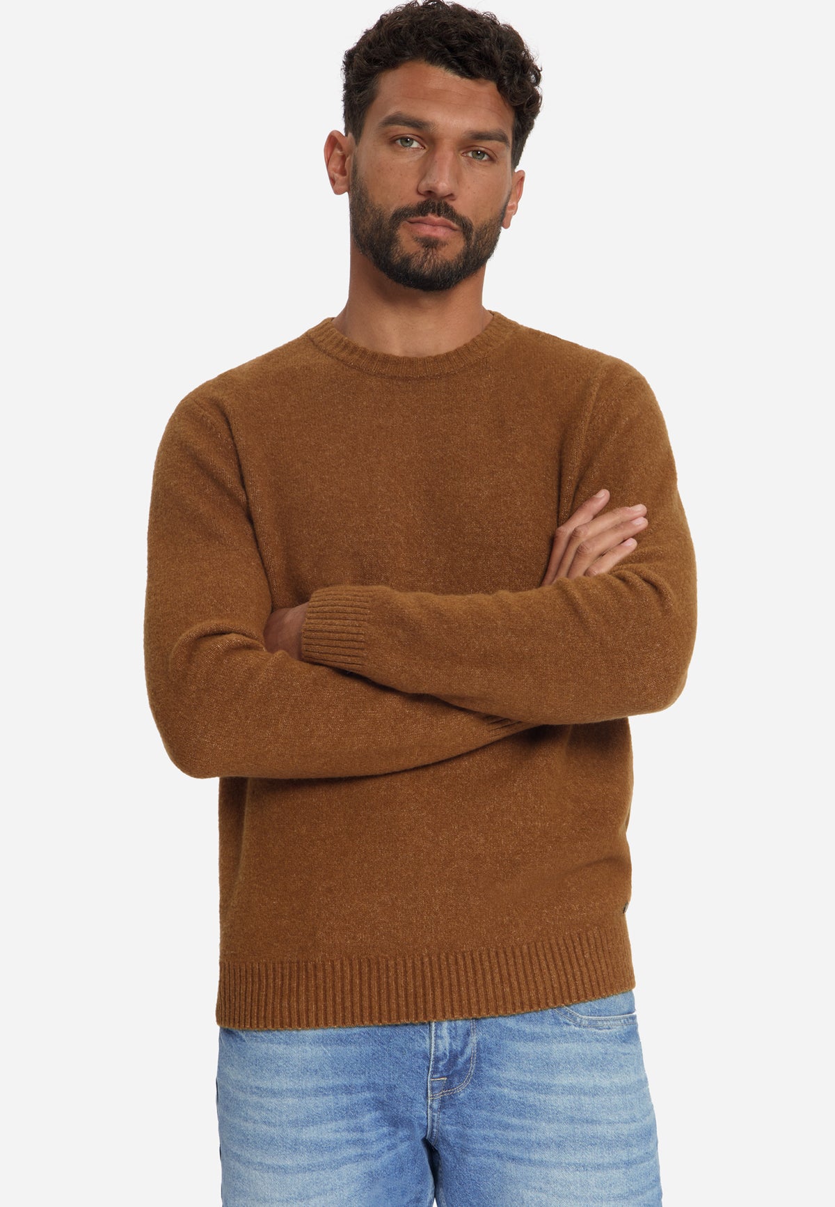 Leichter melierter Pullover | Caramel