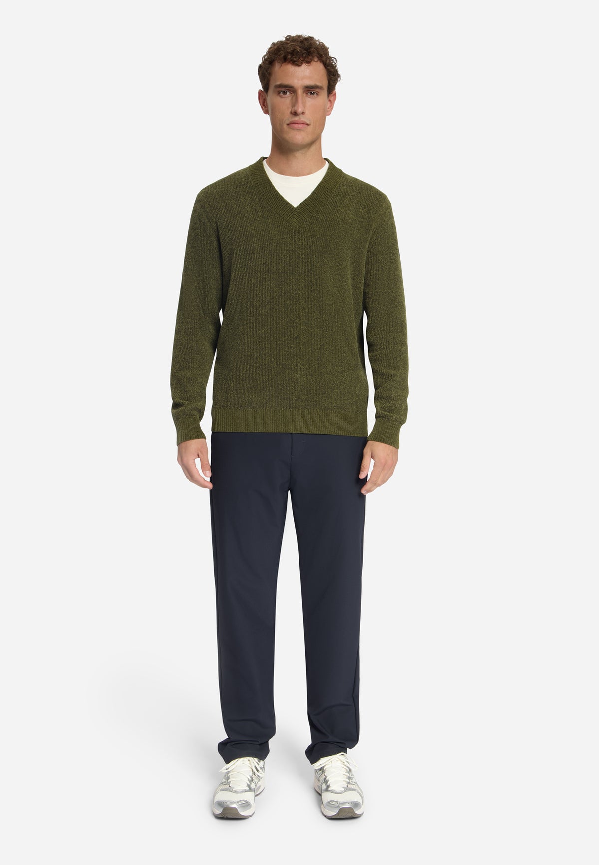 Weicher Pullover mit V-Ausschnitt | Moss
