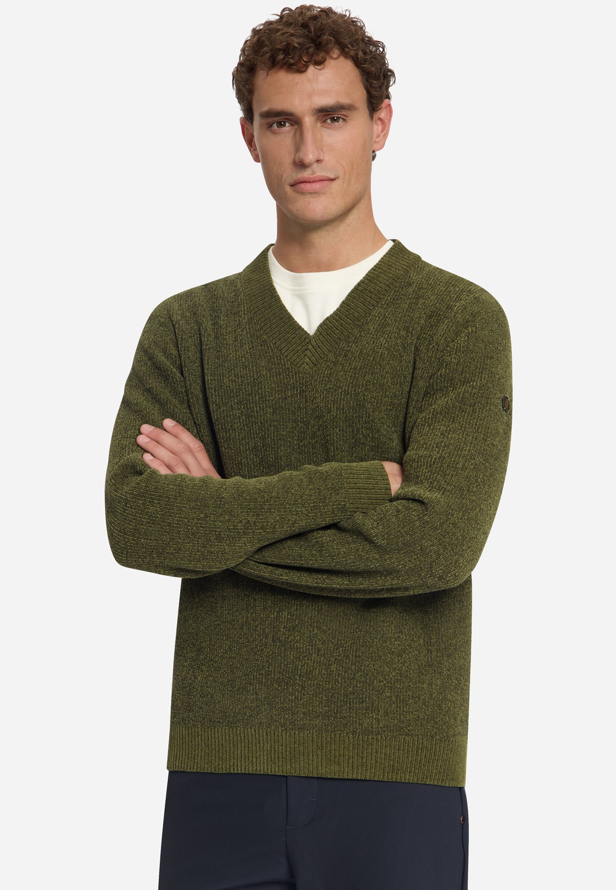 Weicher Pullover mit V-Ausschnitt | Moss