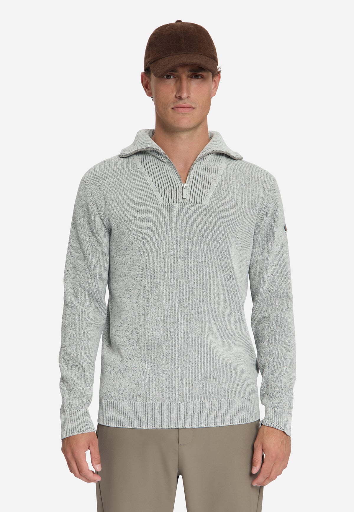 Weicher Half-Zip-Pullover | Stone