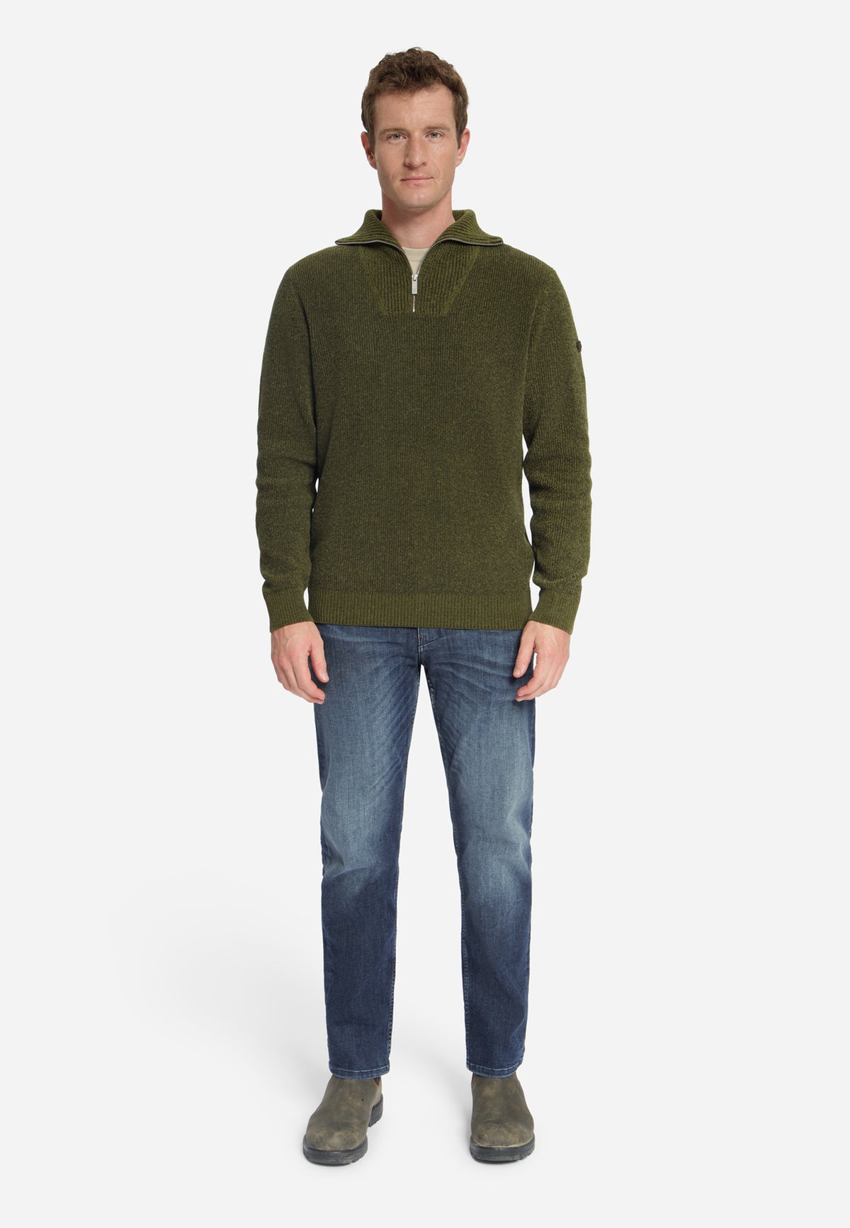 Weicher Half-Zip-Pullover | Moss