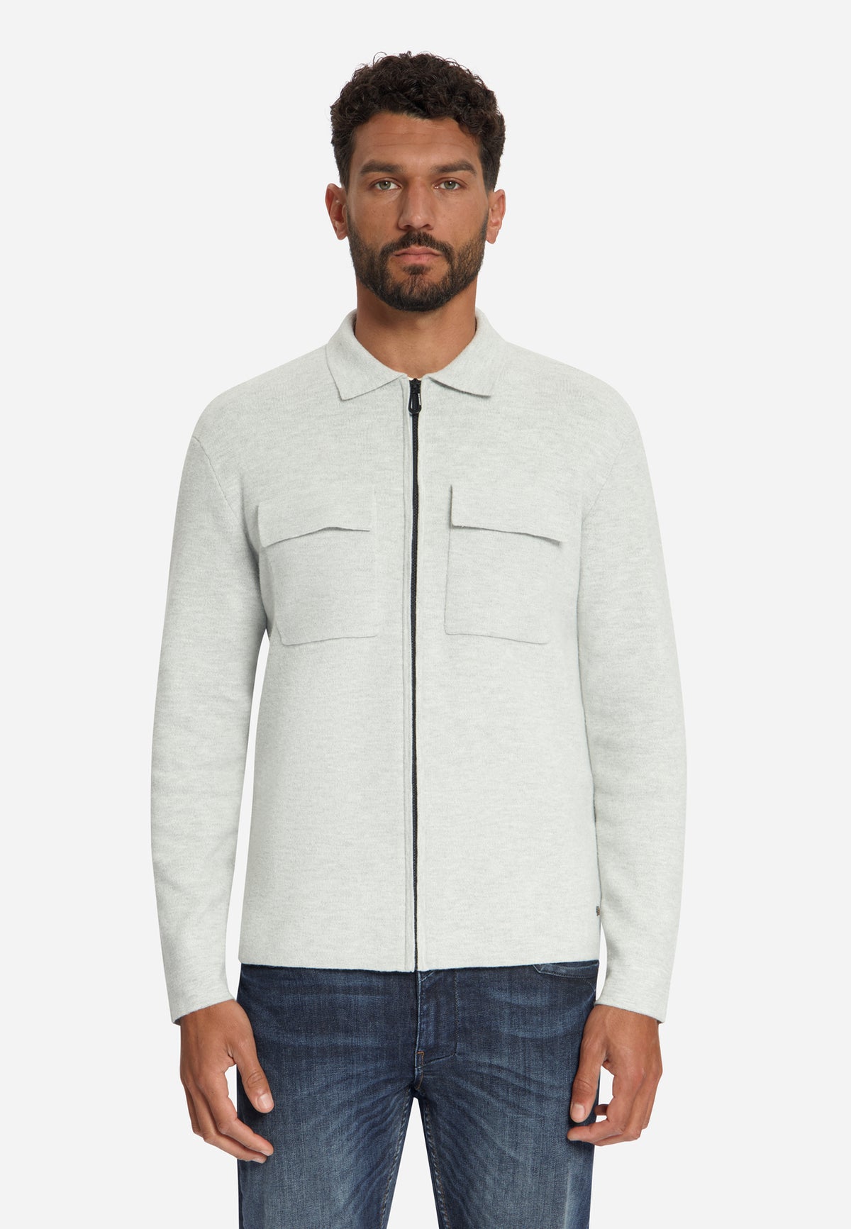 Strickjacke mit Reißverschluss | Light Grey Melange