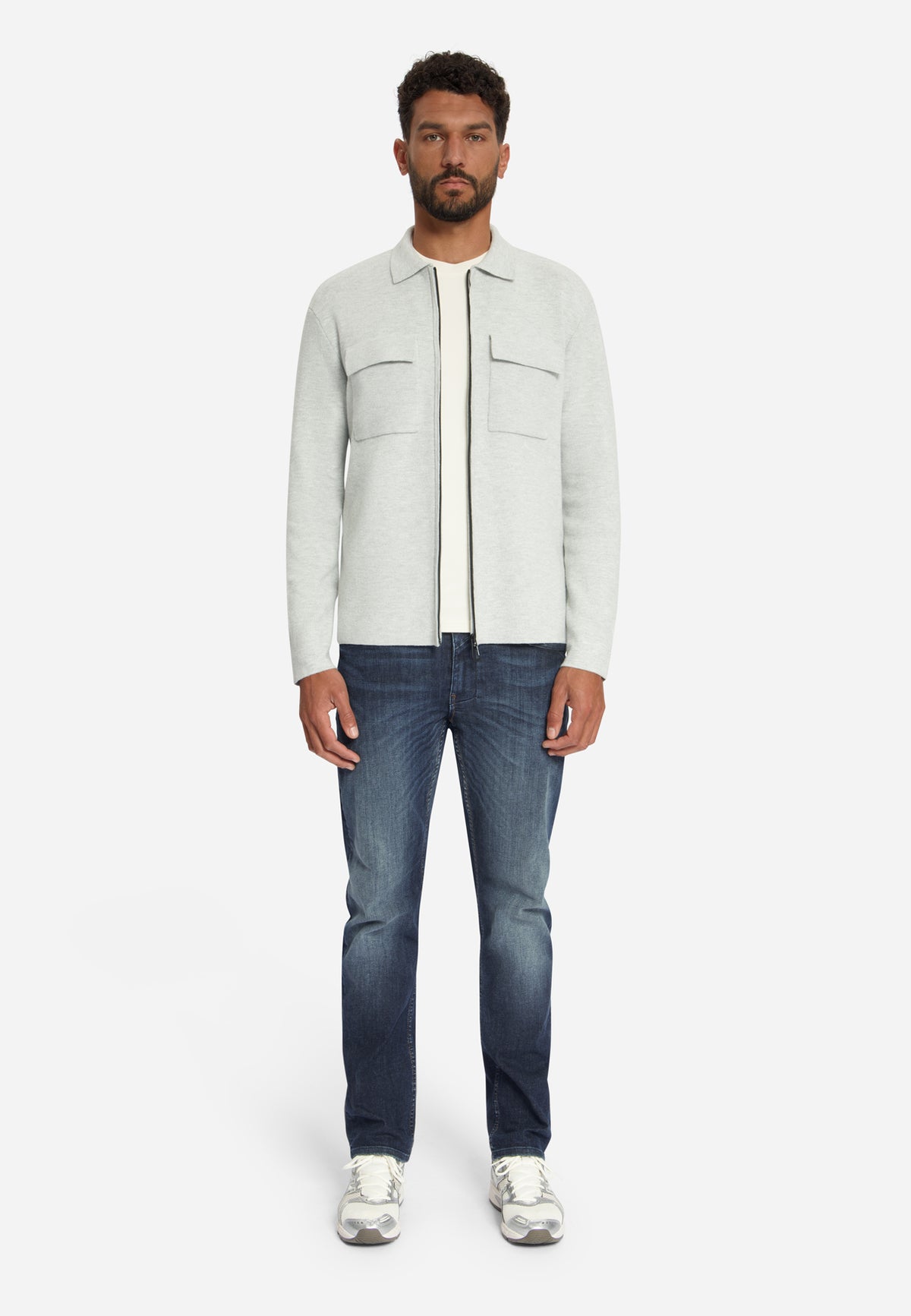 Strickjacke mit Reißverschluss | Light Grey Melange