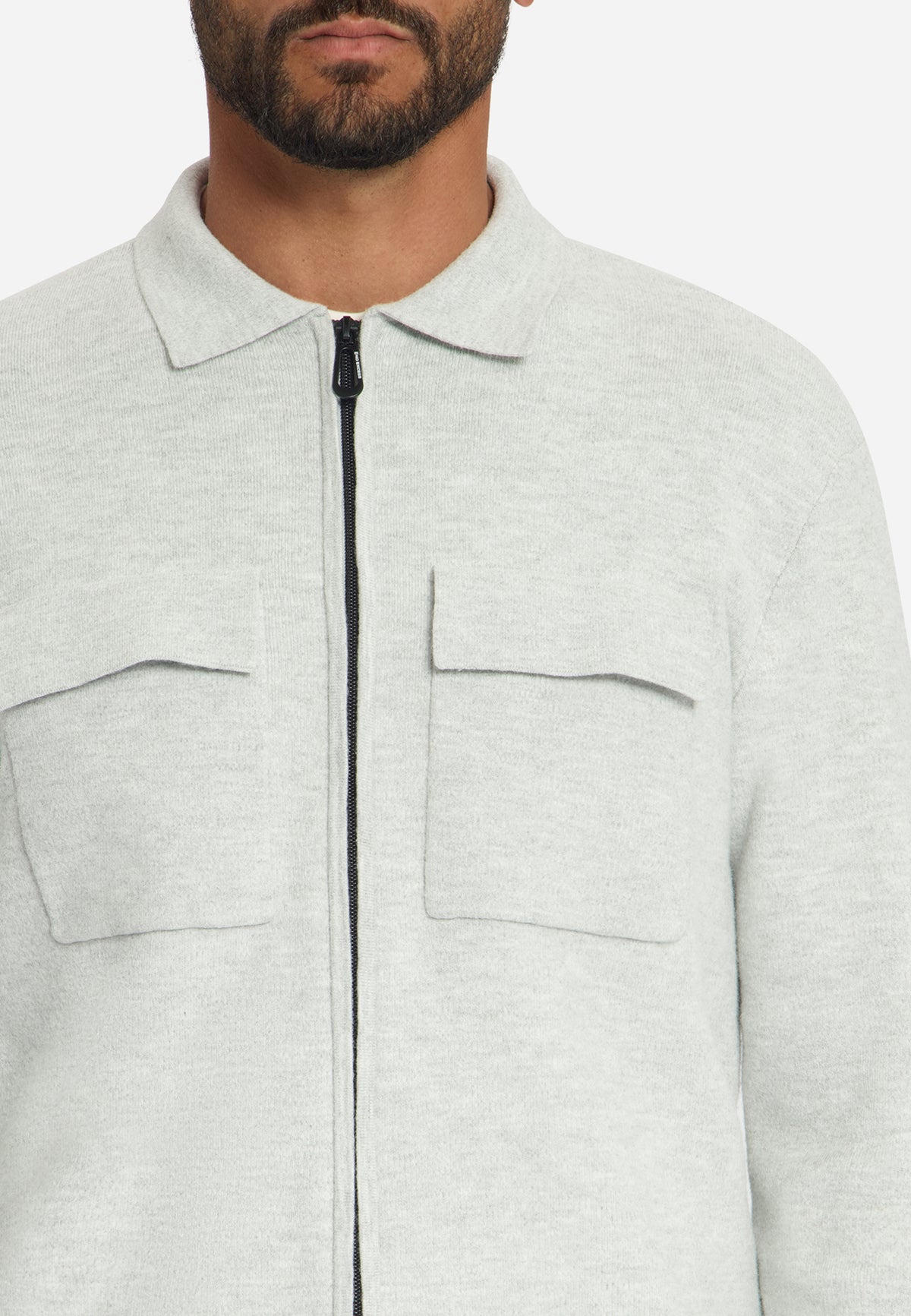 Strickjacke mit Reißverschluss | Light Grey Melange
