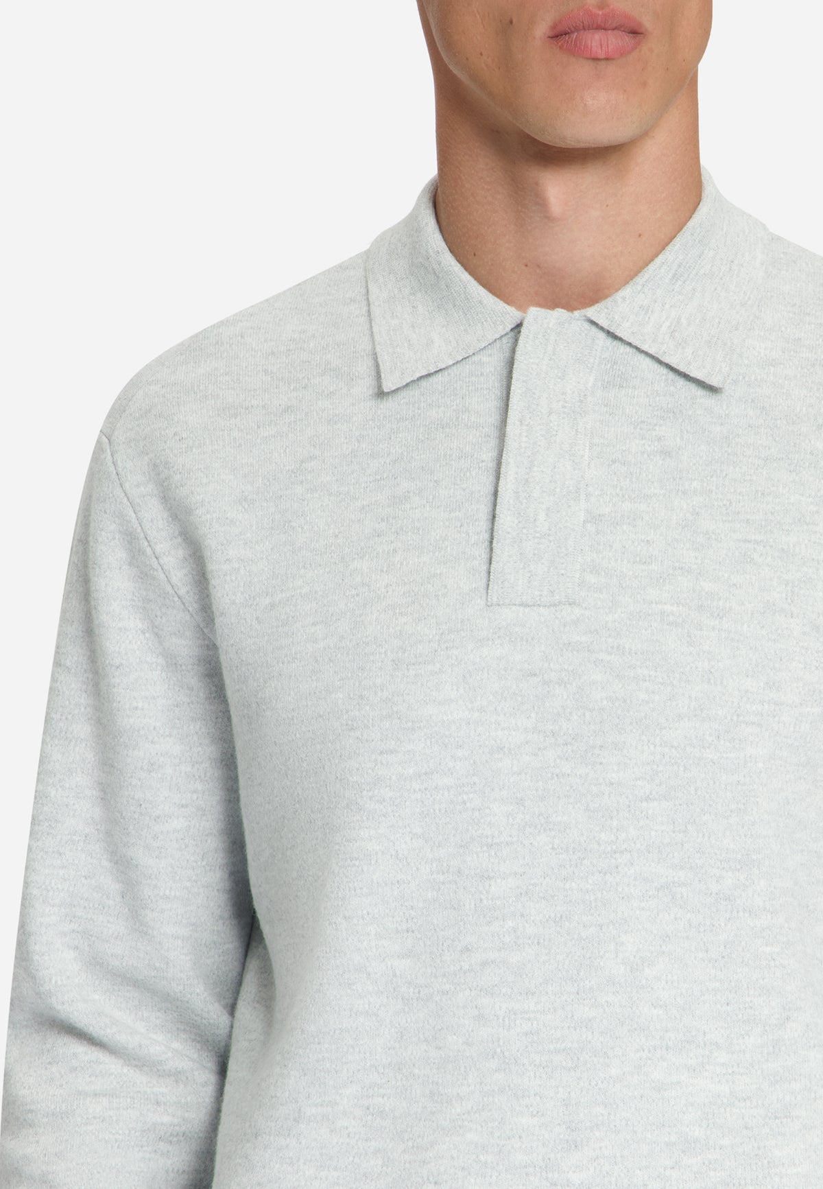 Soft Touch Polo Jumper | Light Grey Melange