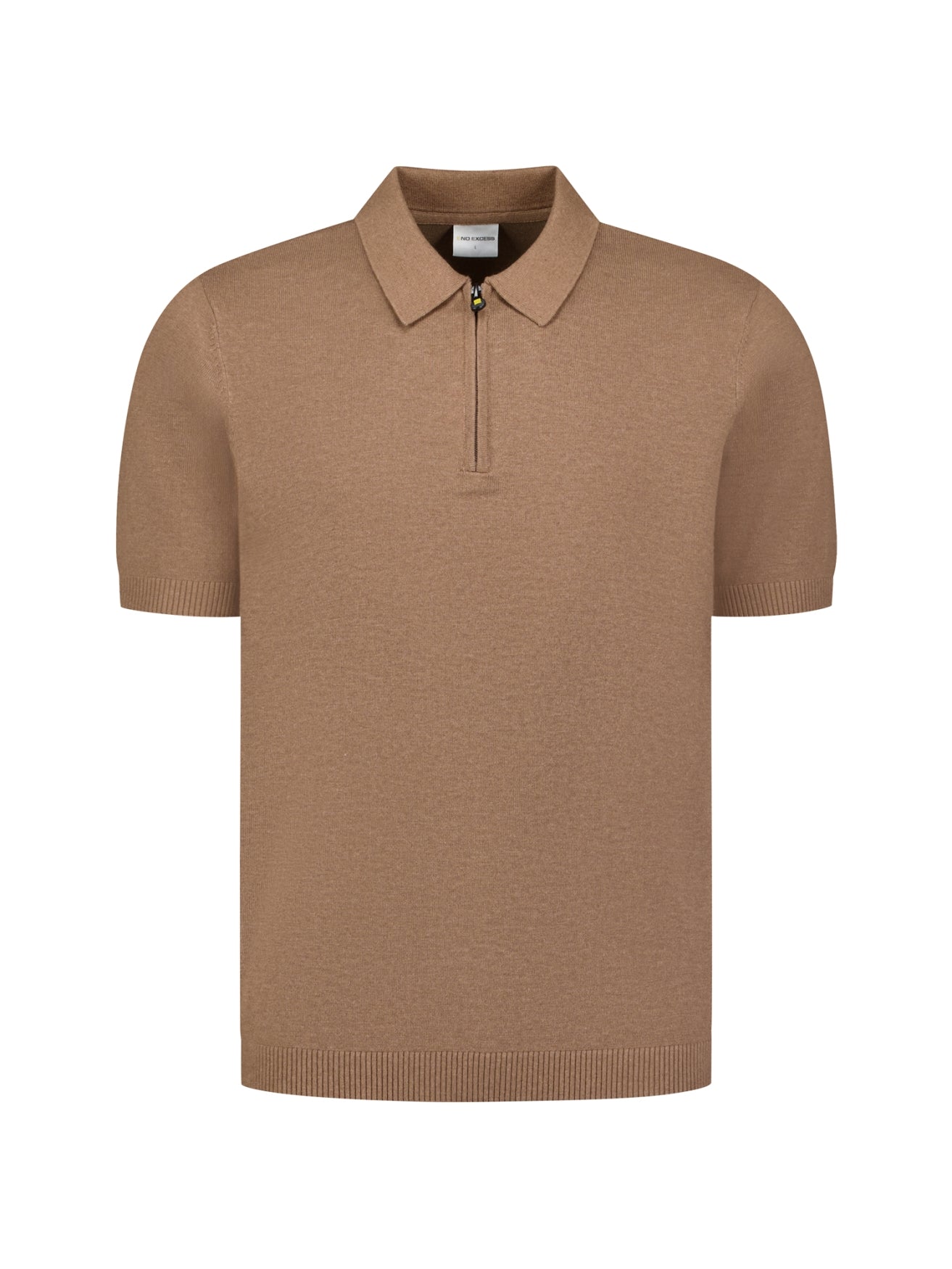 Feinstrick Zip-Polo | Light Brown