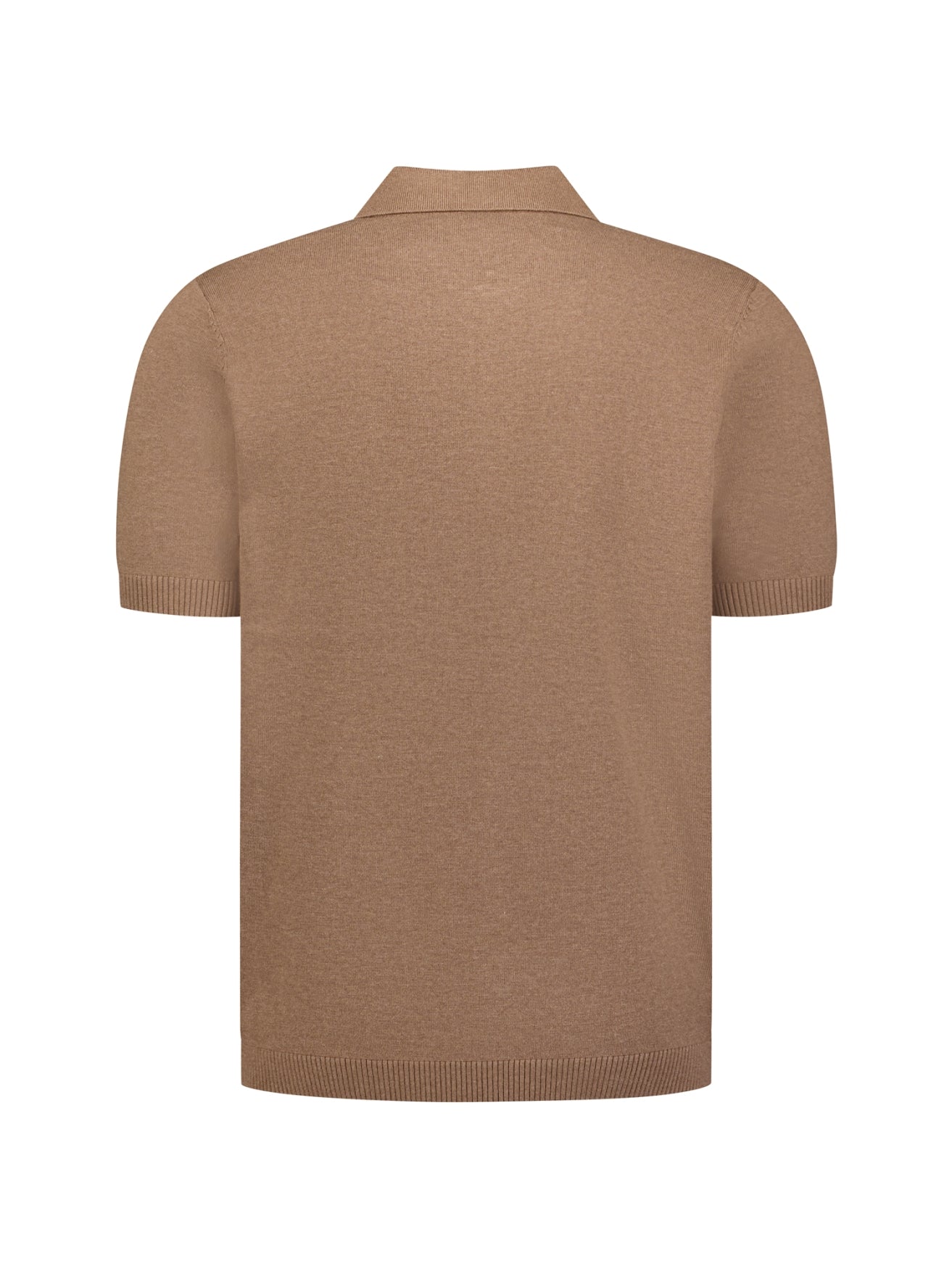 Feinstrick Zip-Polo | Light Brown