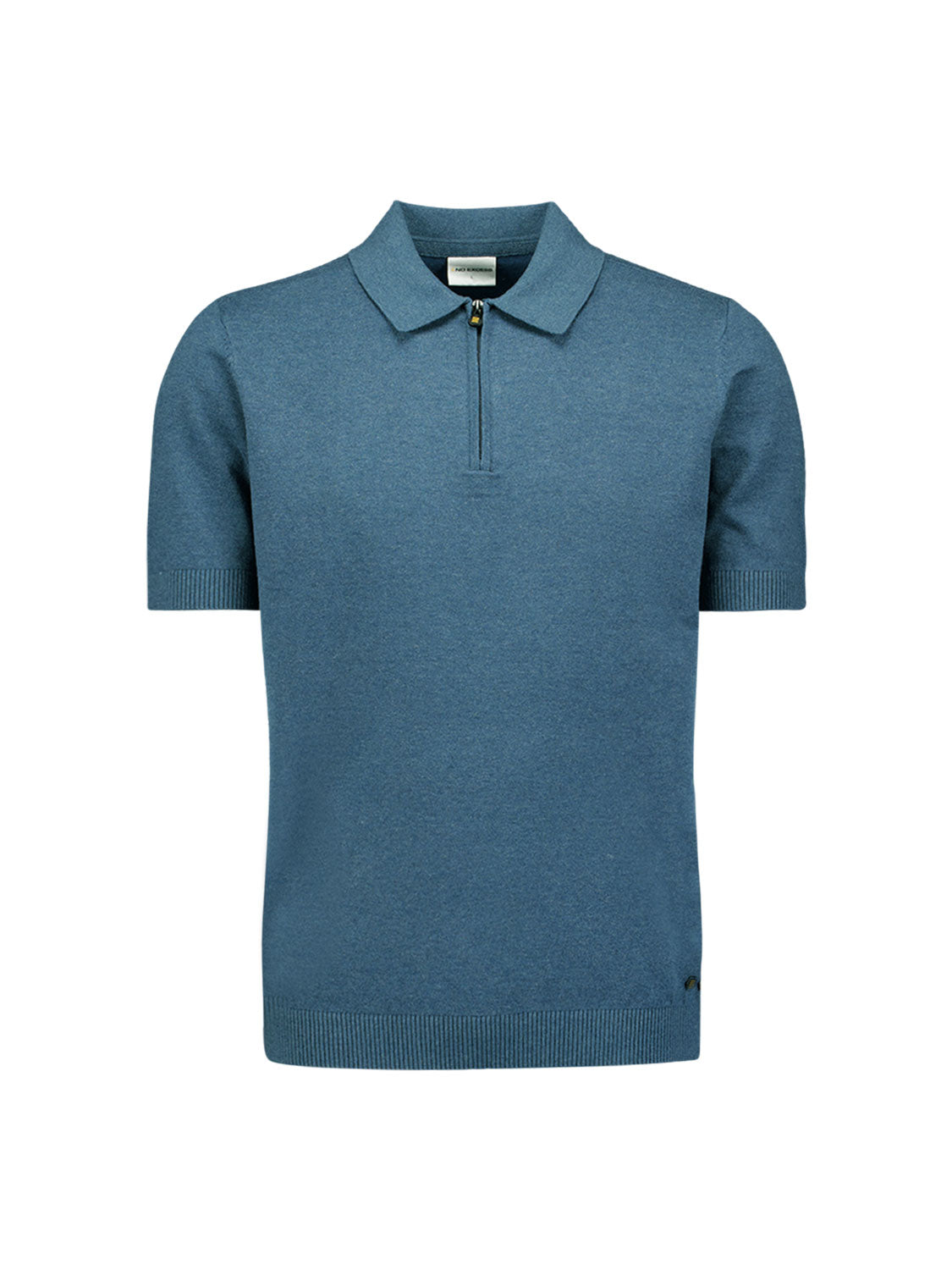 Fine Knit Zip Polo | Shadow Blue