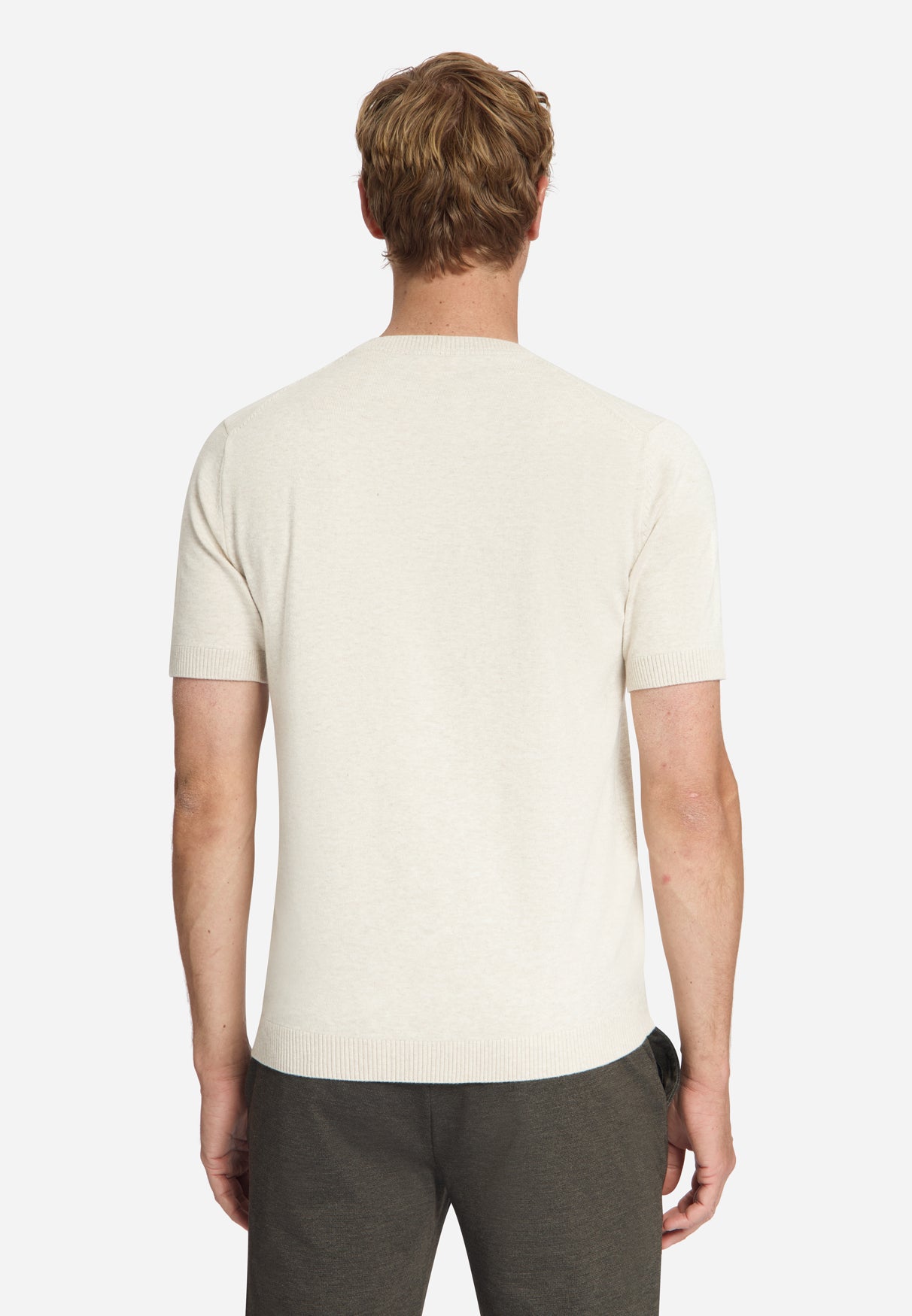 Melange Kurzarm-Strickpullover | Stone