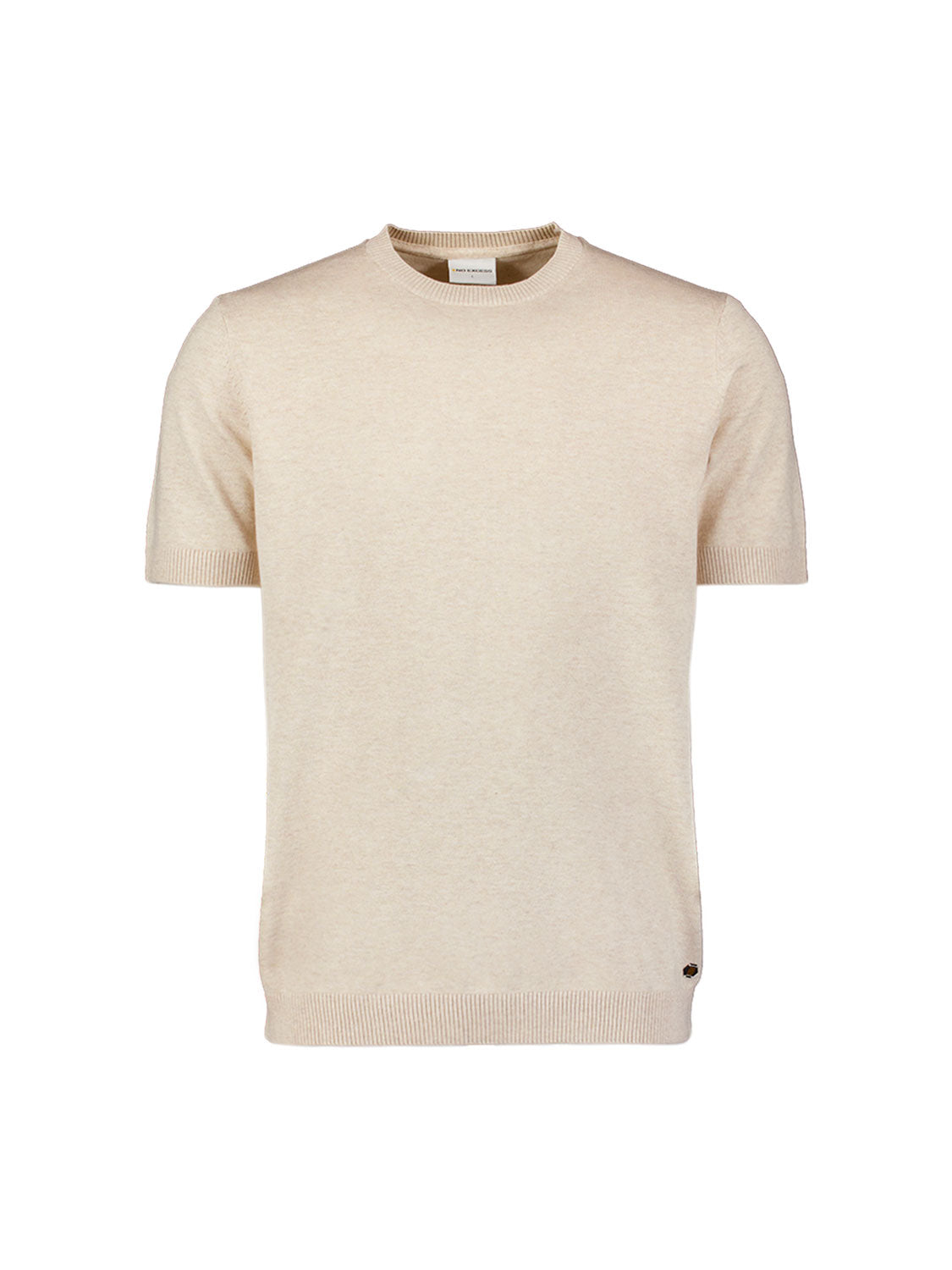 Melange Kurzarm-Strickpullover | Stone