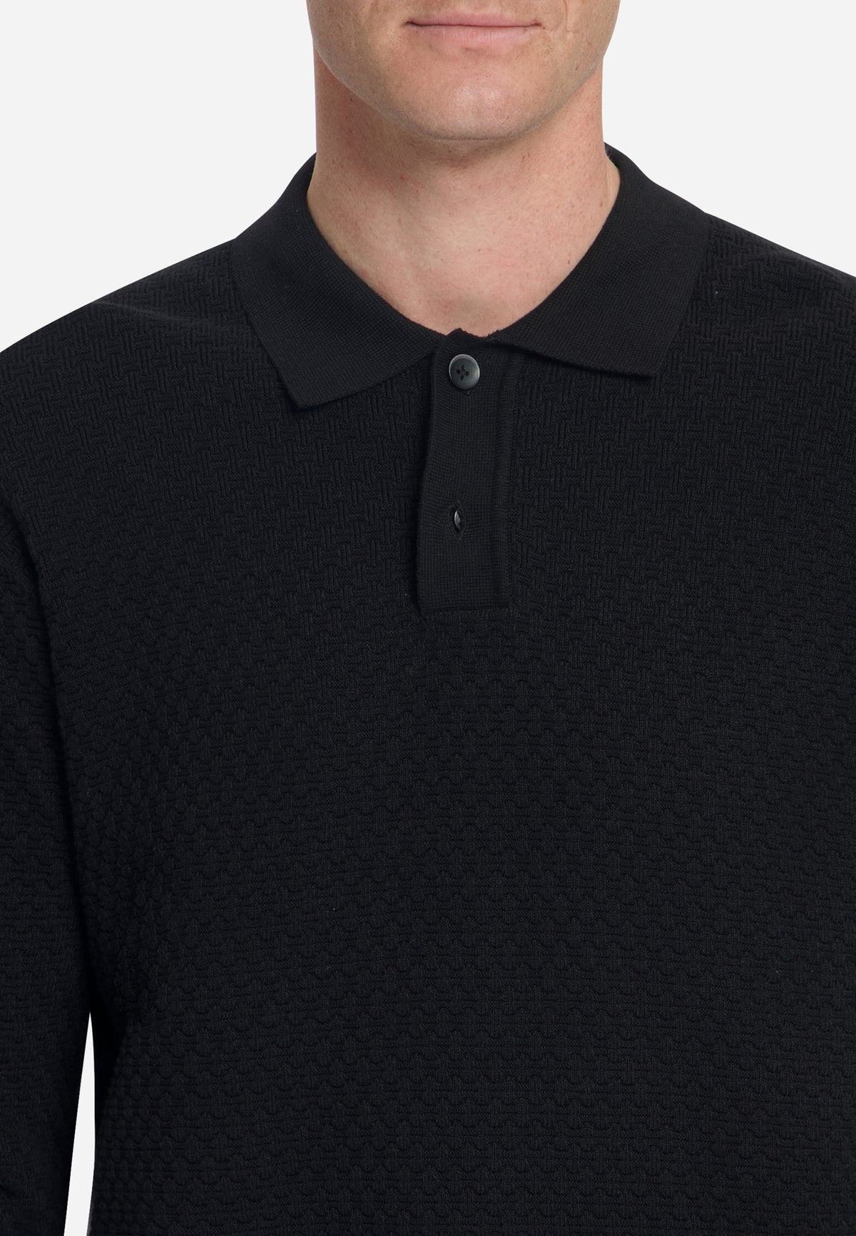 Jacquard-Polo-Pullover | Schwarz