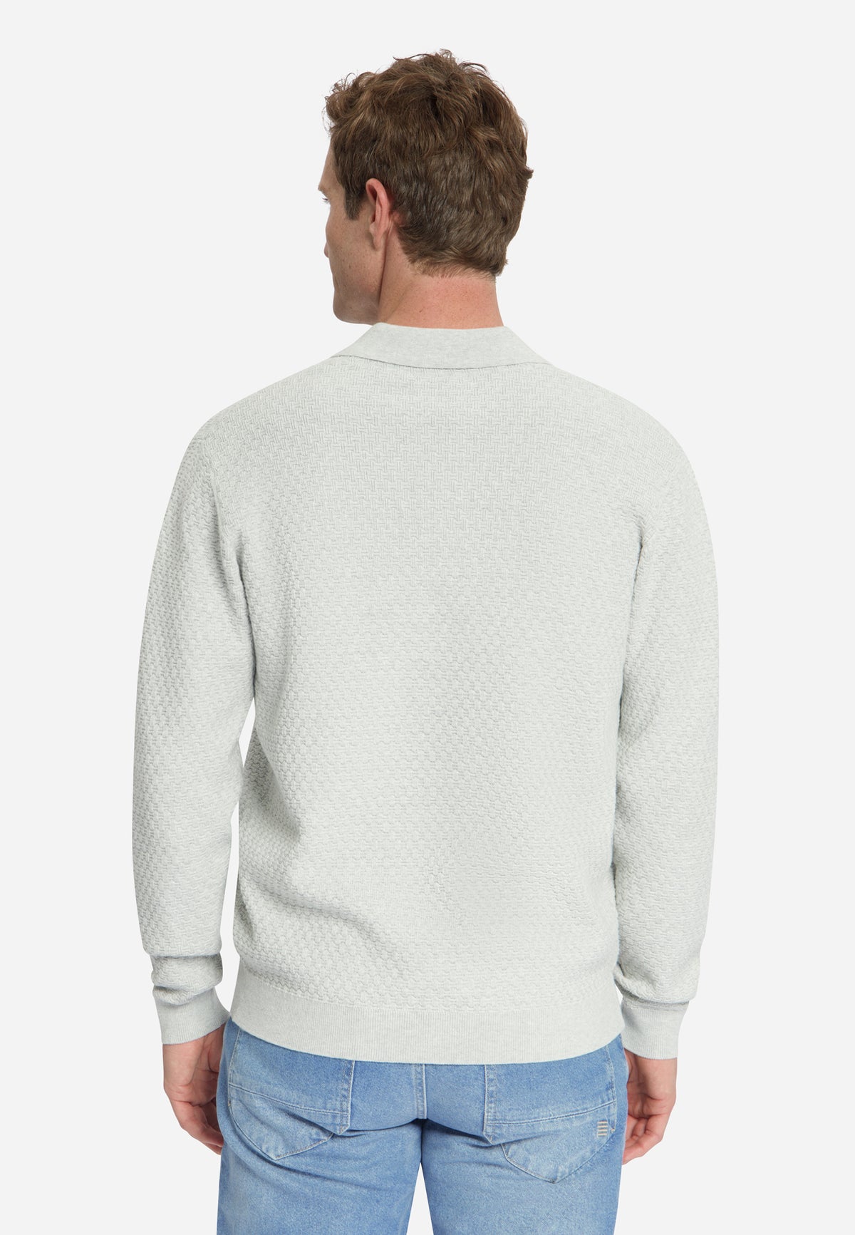 Jacquard-Polo-Pullover | Hellgrau MELANGE