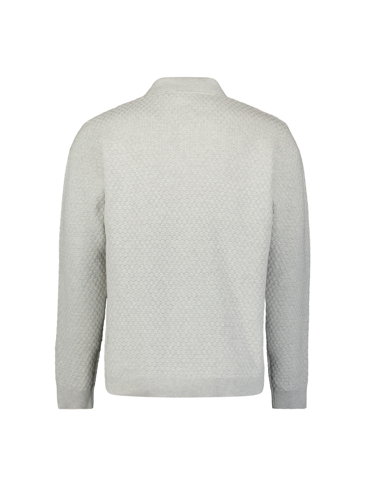 Jacquard Polo Jumper | Light Grey Melange