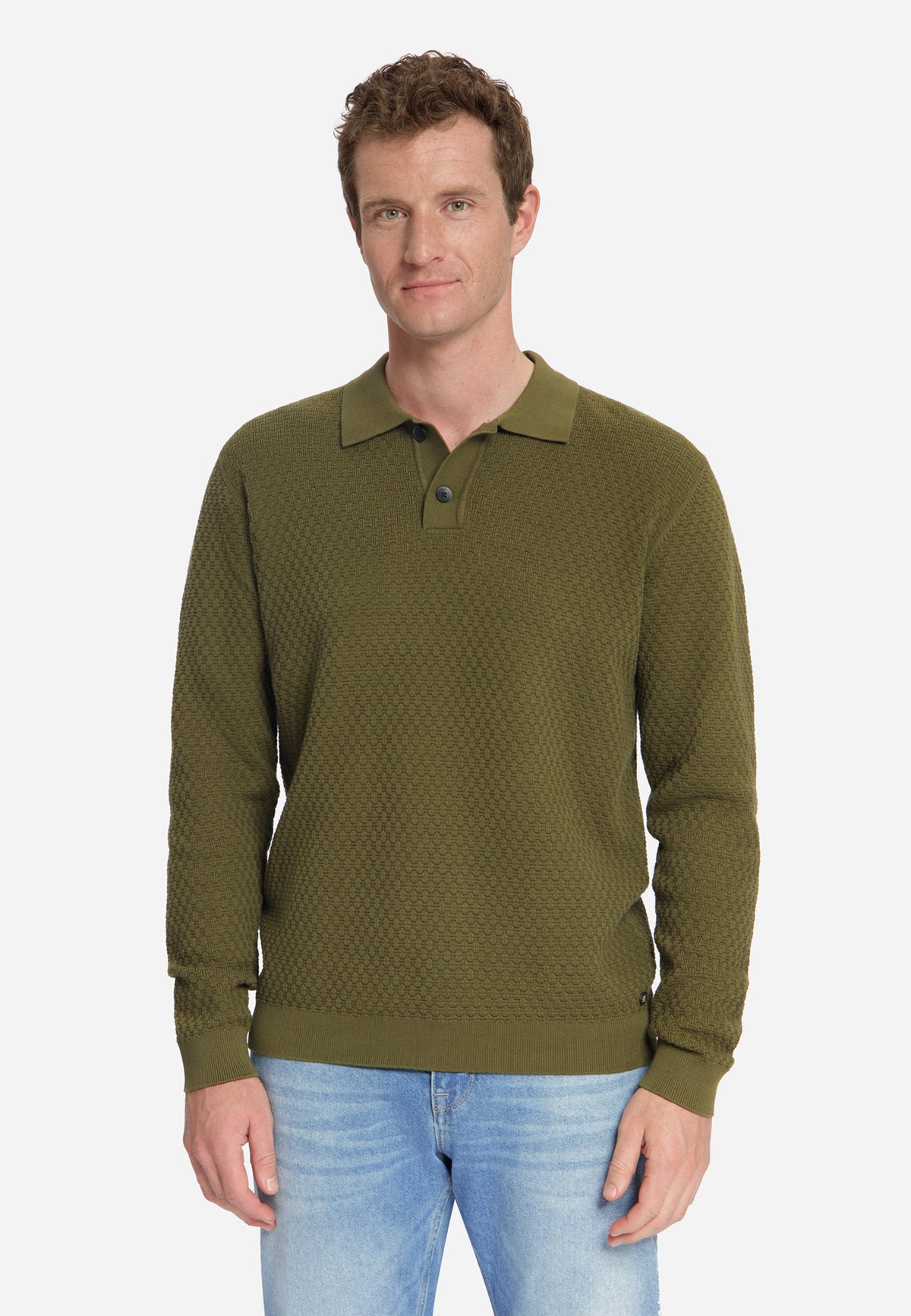 Jacquard-Polo-Pullover | Moss