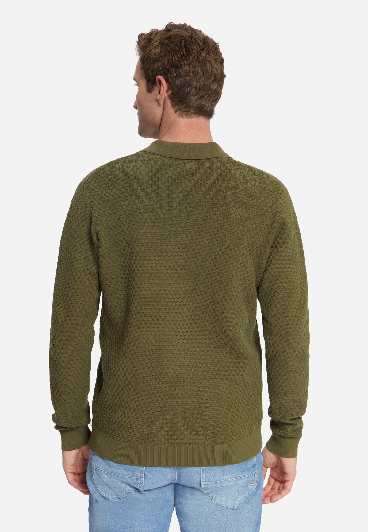 Jacquard-Polo-Pullover | Moss