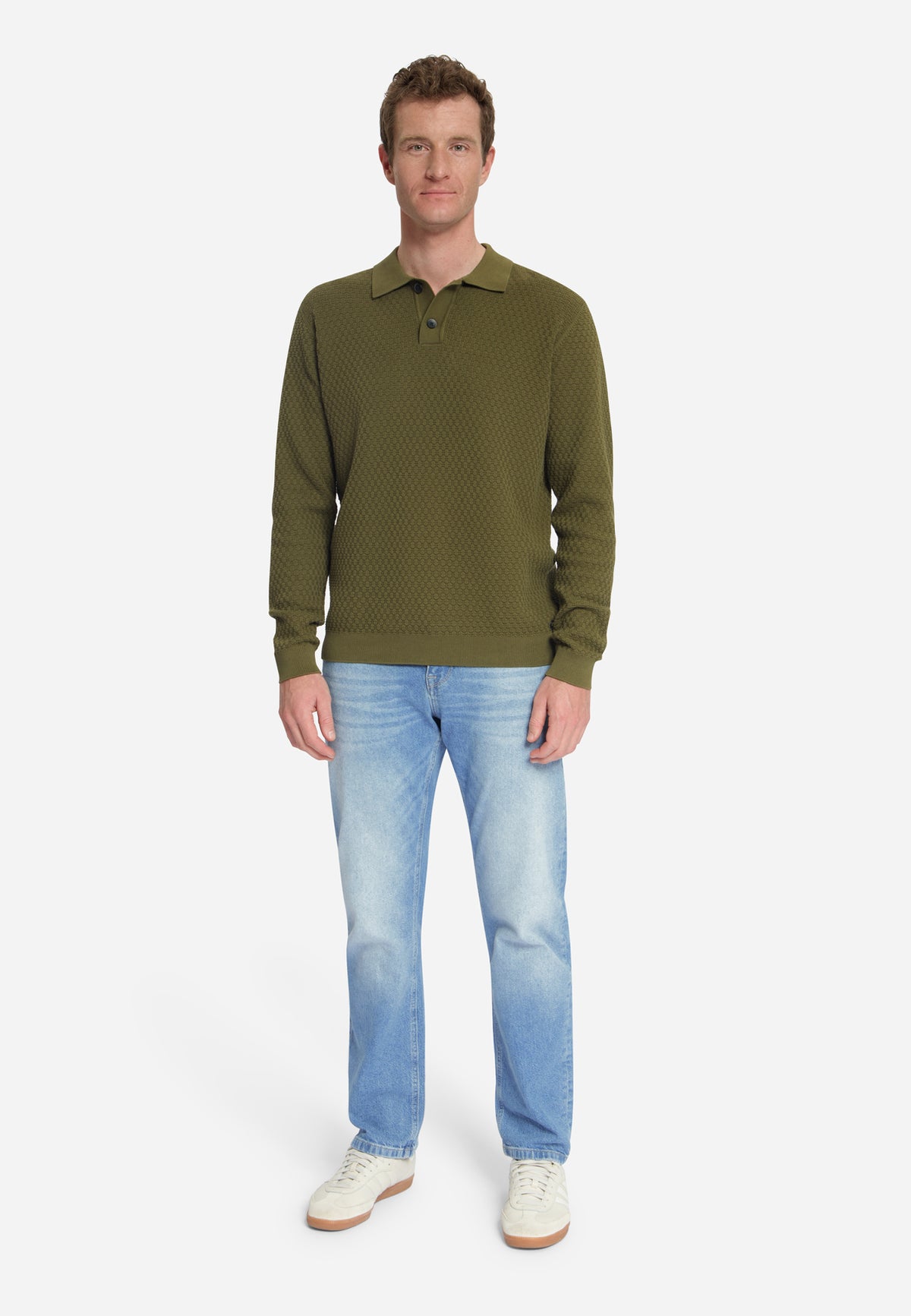 Jacquard-Polo-Pullover | Moss