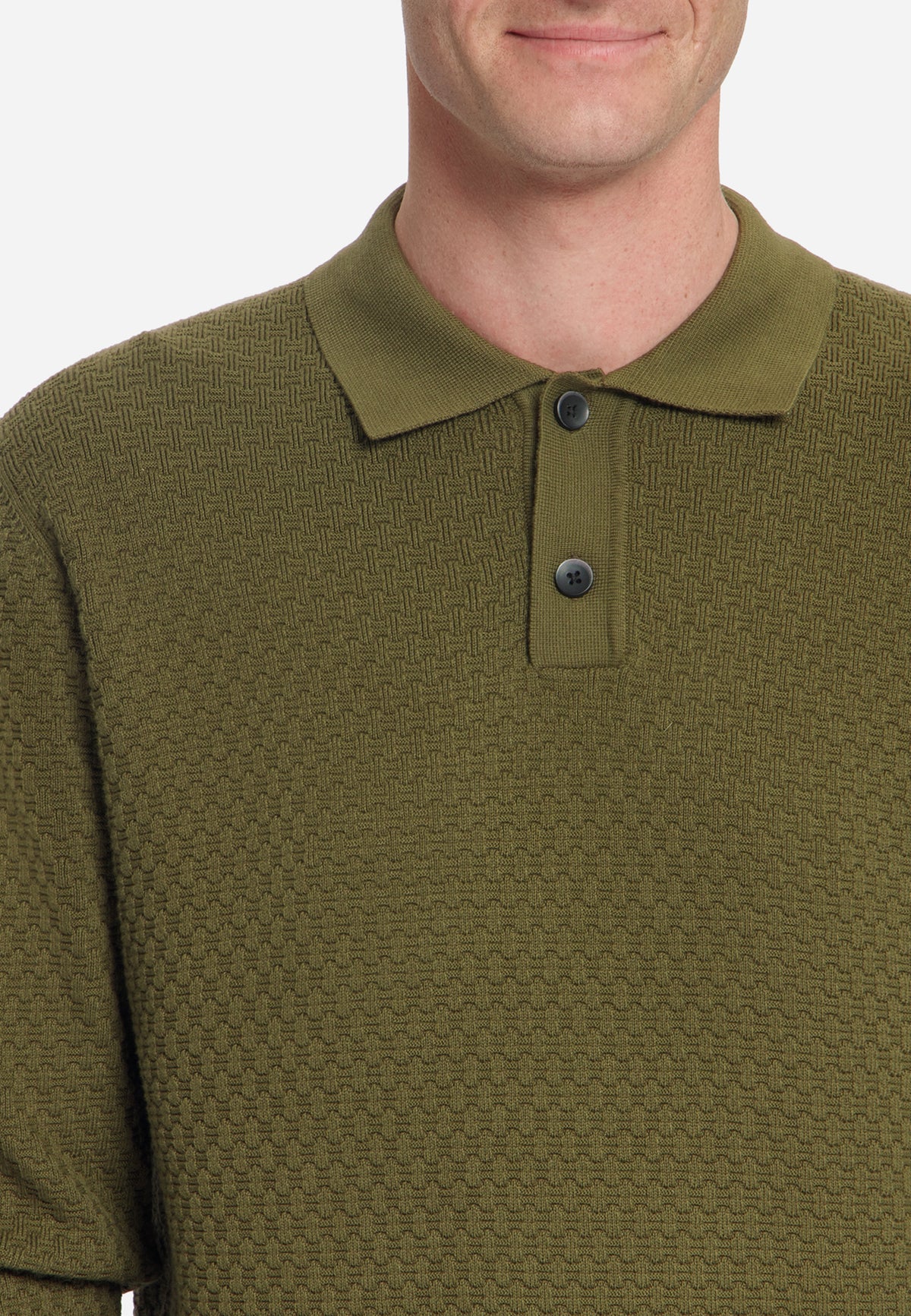 Jacquard-Polo-Pullover | Moss