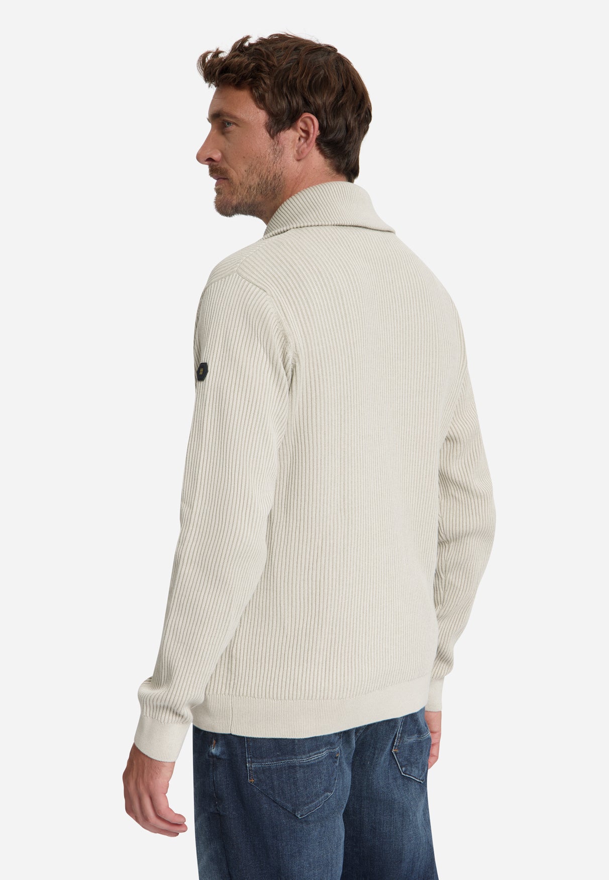 Gerippter Half-Zip-Pullover | Stone
