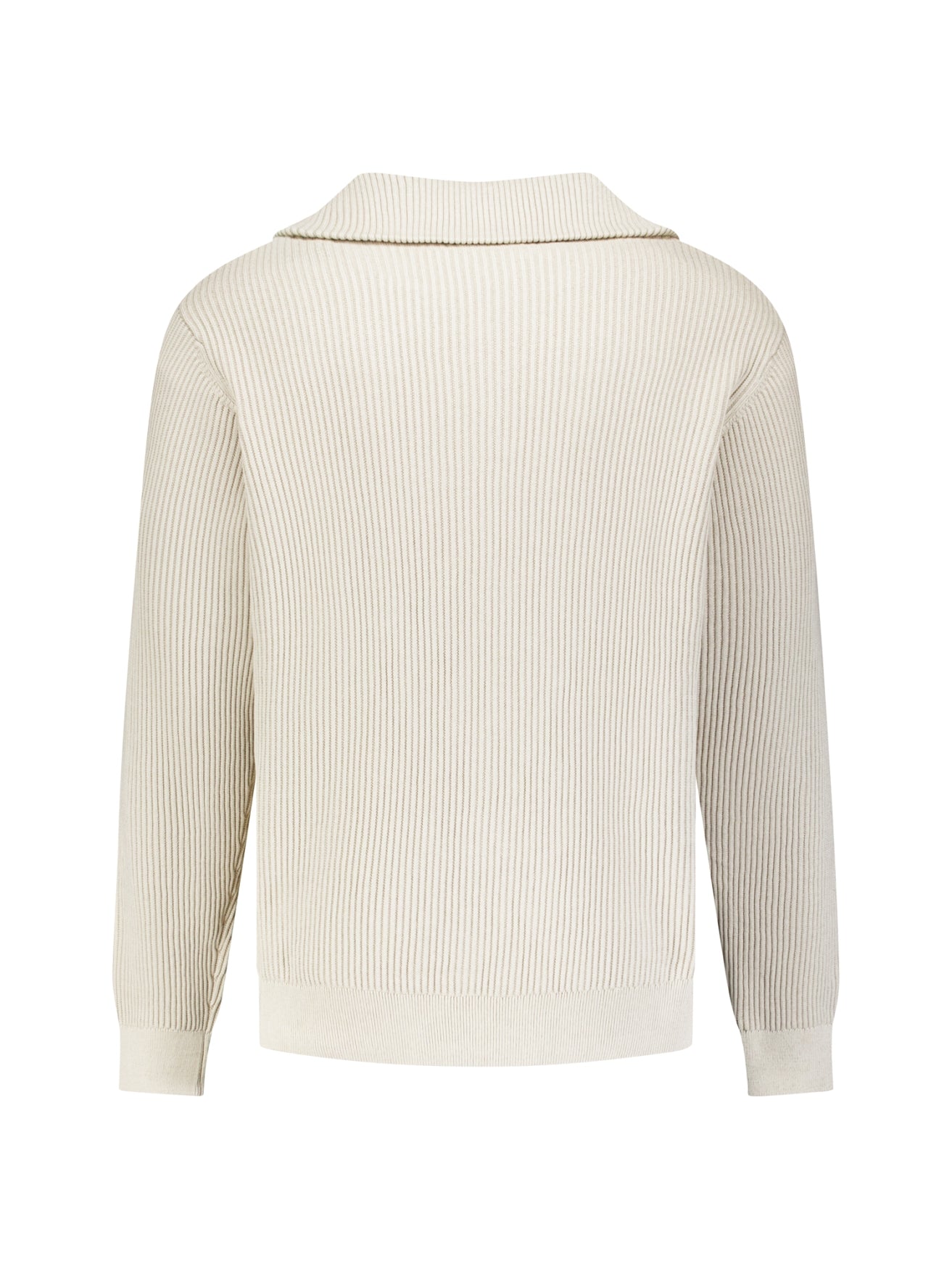 Gerippter Half-Zip-Pullover | Stone