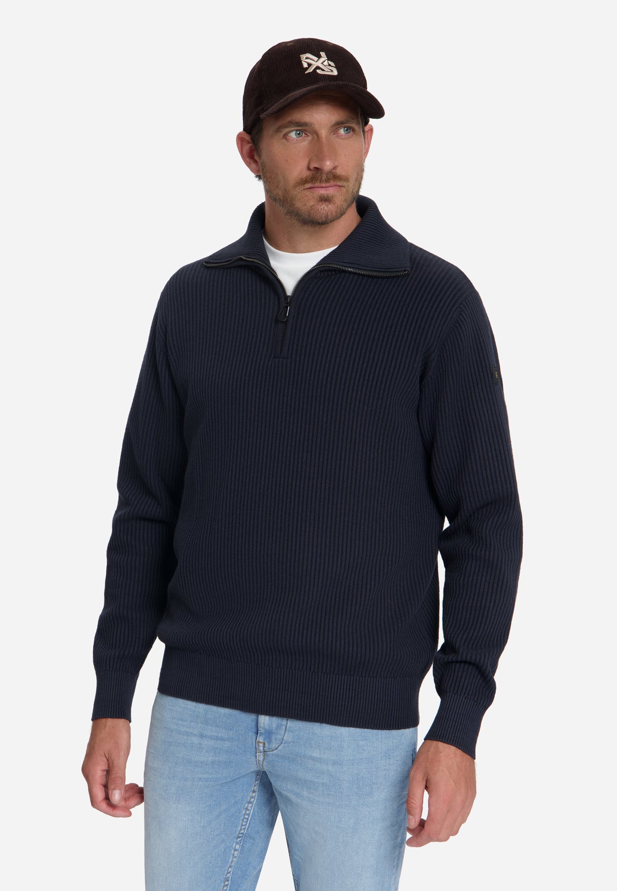 Ribbed Half Zip Jumper | Dark Night