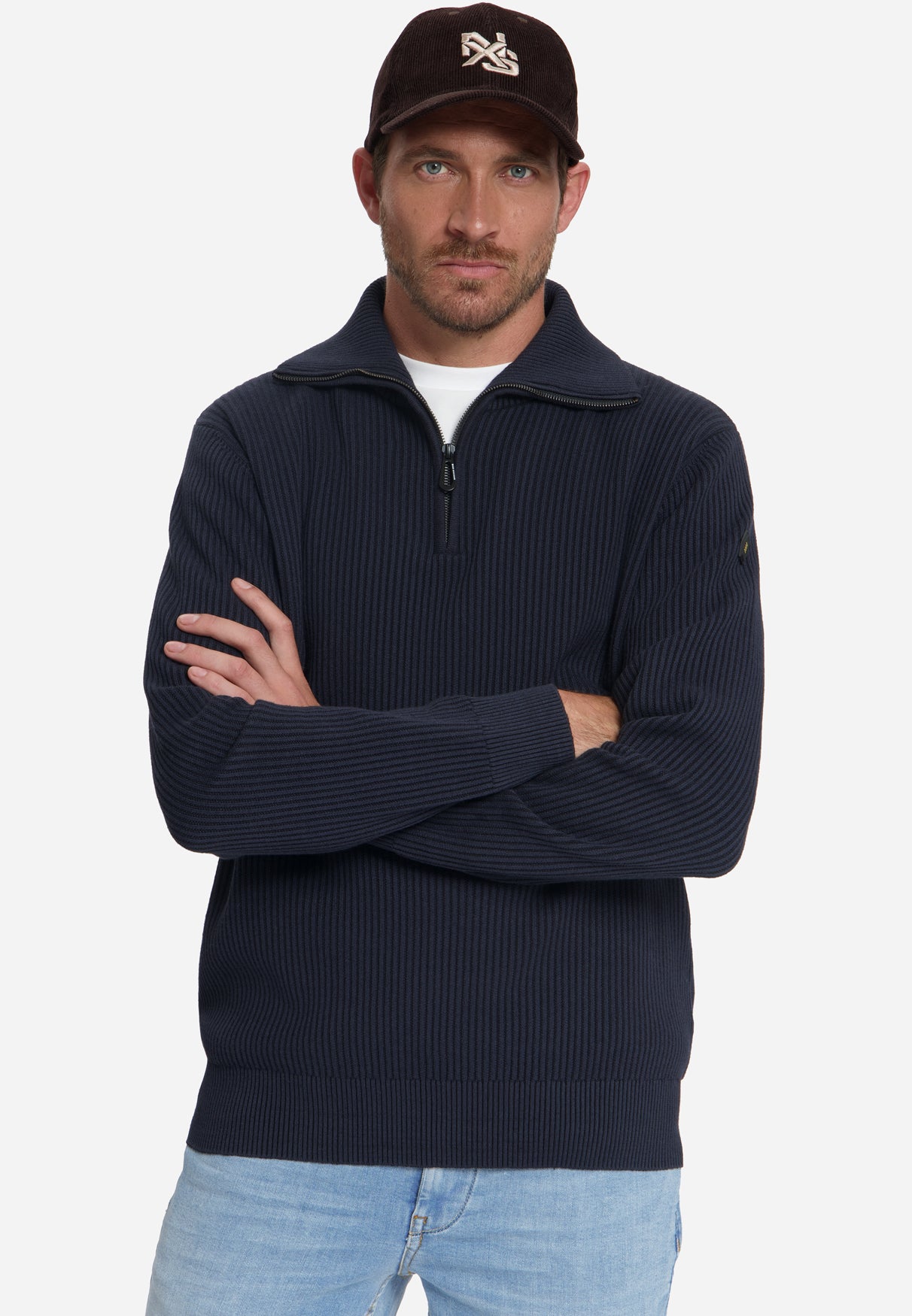Gerippter Half-Zip-Pullover | Dark Night