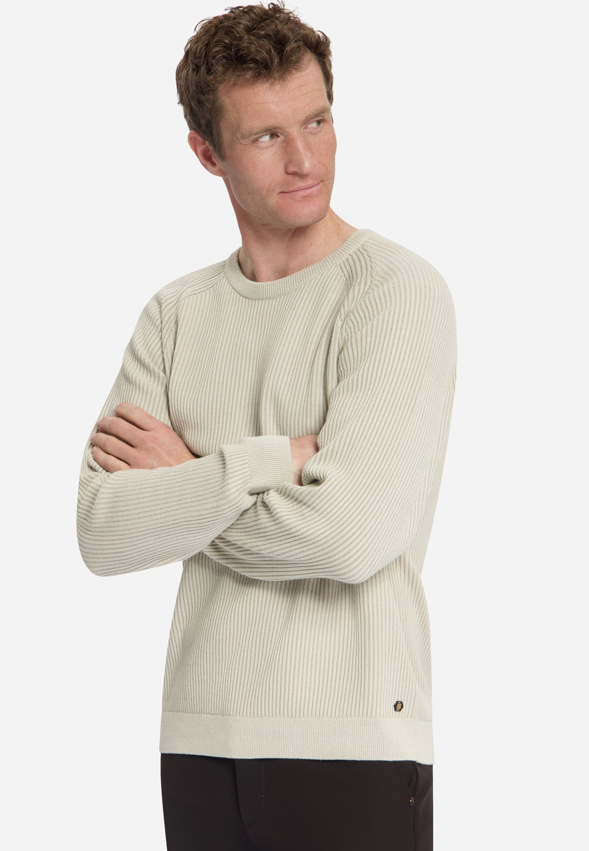Pullover Crewneck Tuck Stitch | Stone
