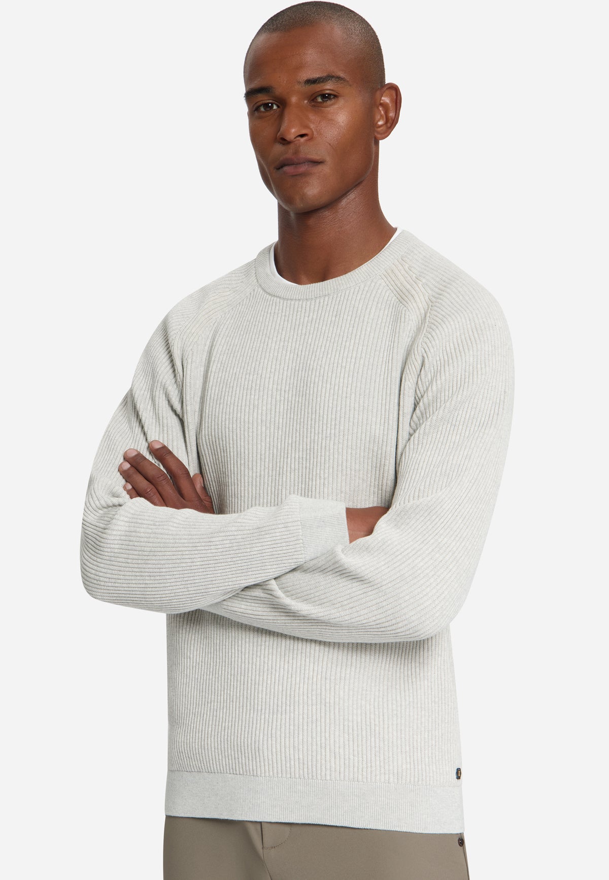 Pullover Crewneck Tuck Stitch | Light Grey Melange