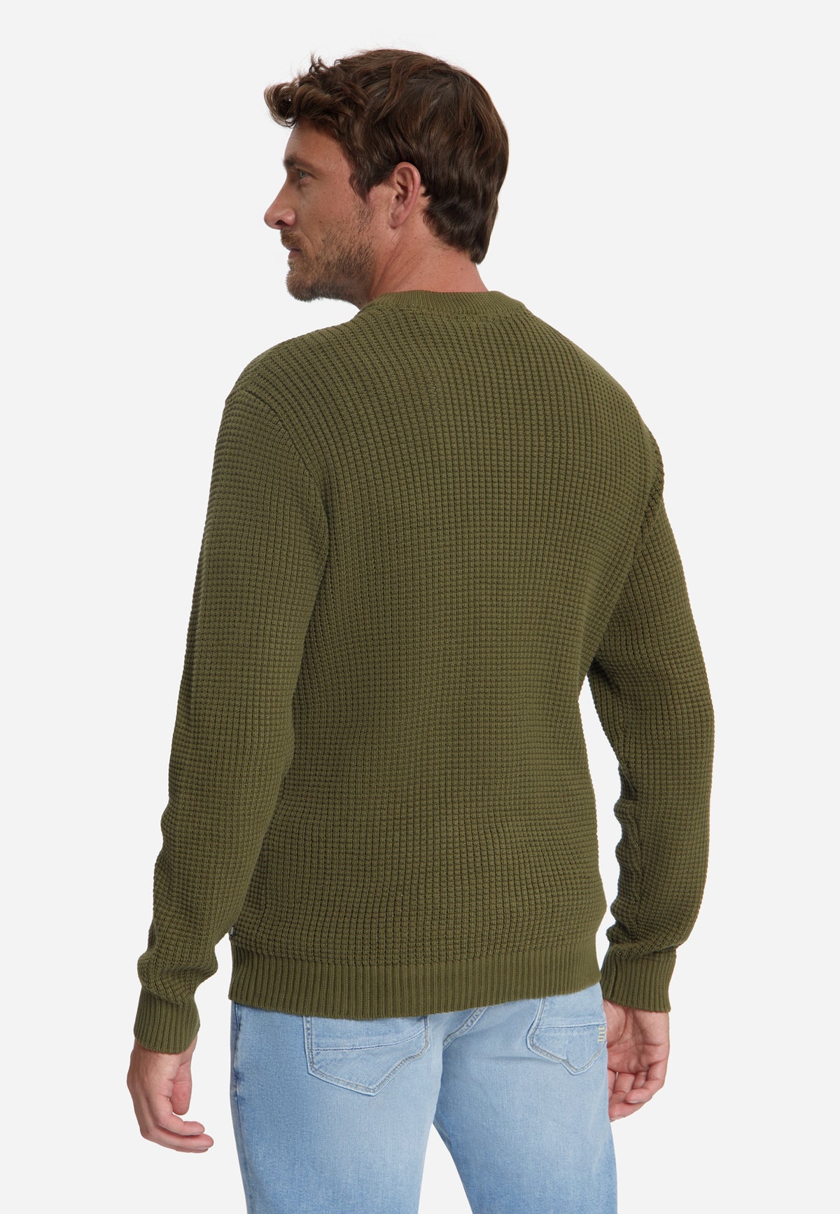 Strukturierter Rundhalspullover | Moss