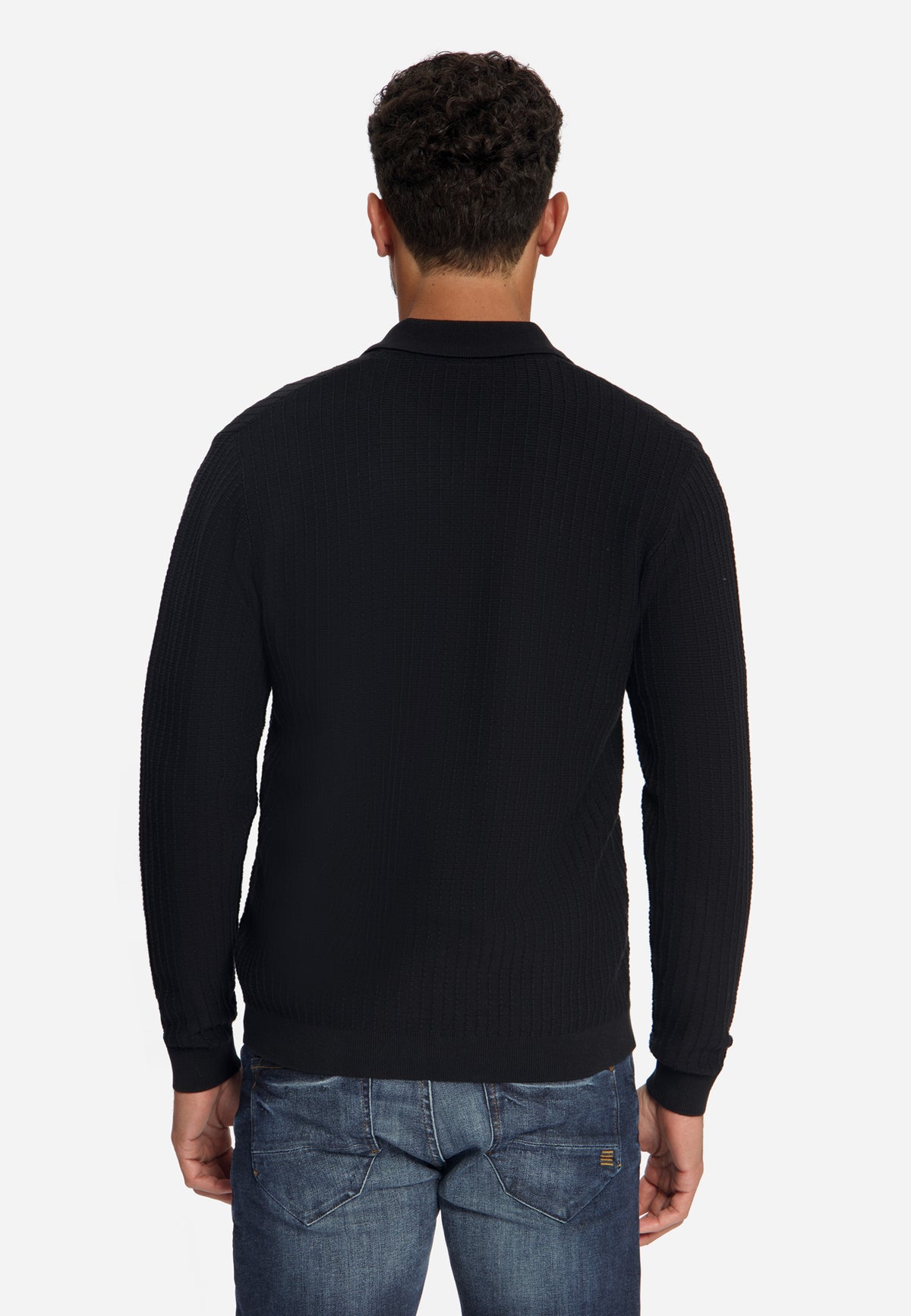 Strickjacke mit strukturierten Knöpfen | Schwarz