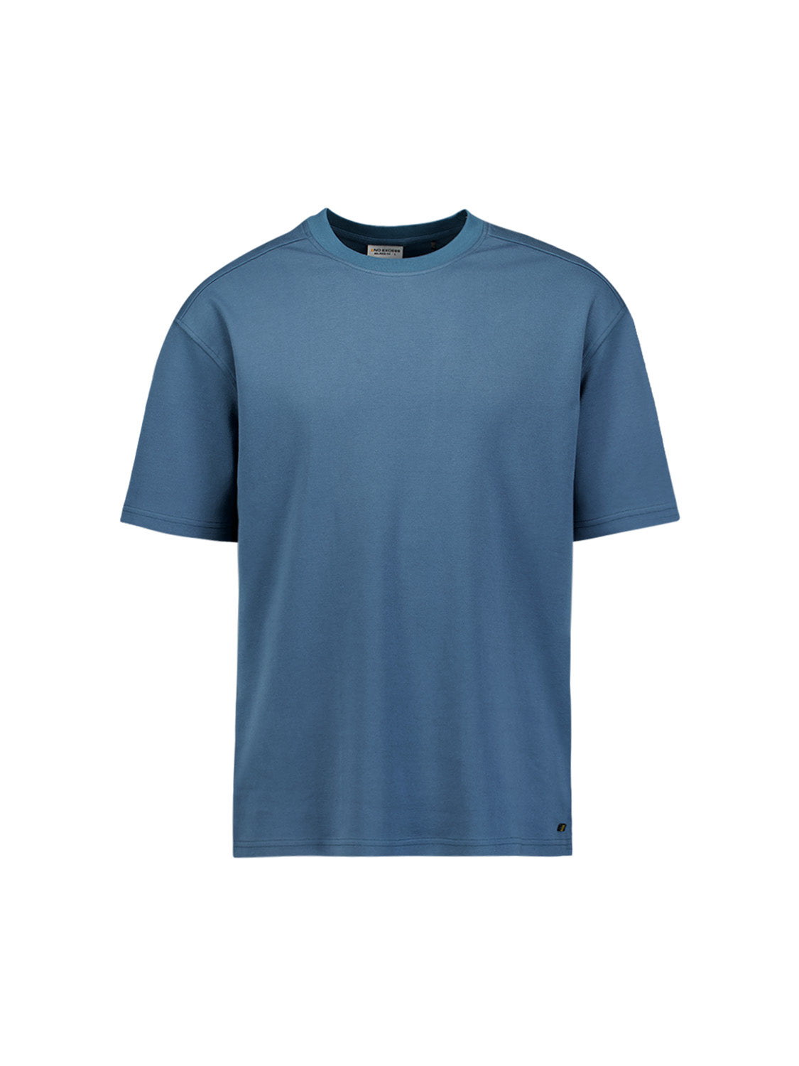 T-Shirt mit Rundhalsausschnitt, einfarbig, aus schwerem Interlock-Stoff | shadow blue