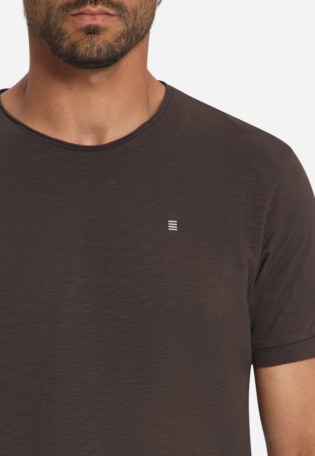 T-Shirt aus Baumwolle mit Slub-Struktur | Dunkelbraun