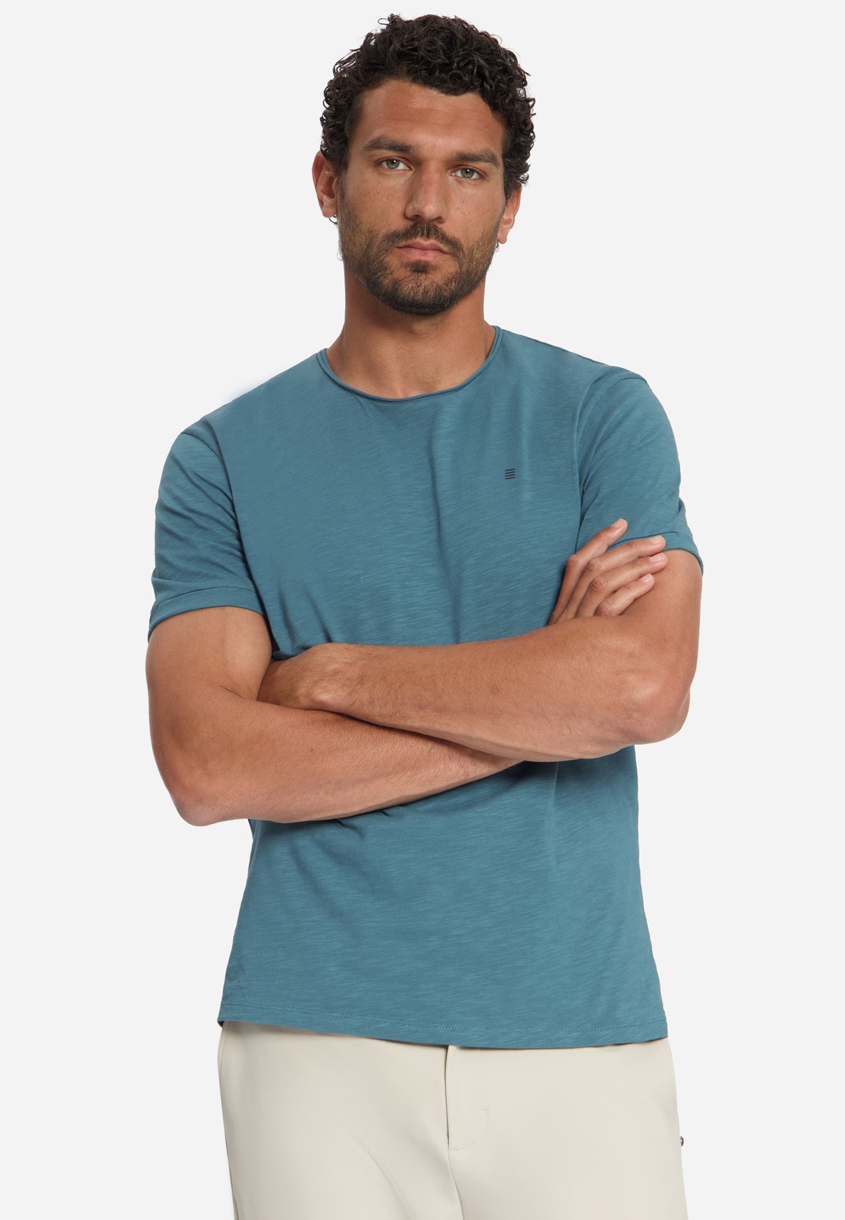 T-Shirt aus Baumwoll-Slub | shadow blue