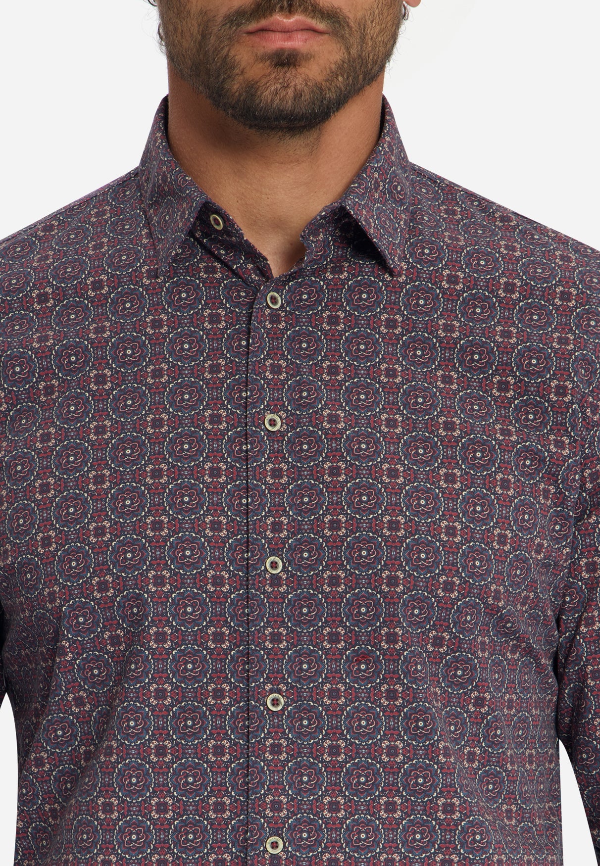 Geometrisch Gemustertes Stretch-Hemd | Cayenne