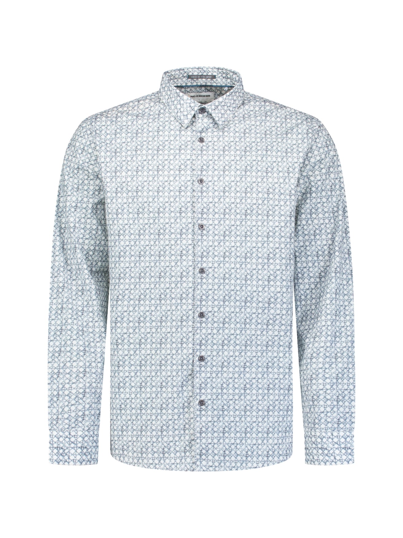 Printed stretch shirt | Dusty Blue