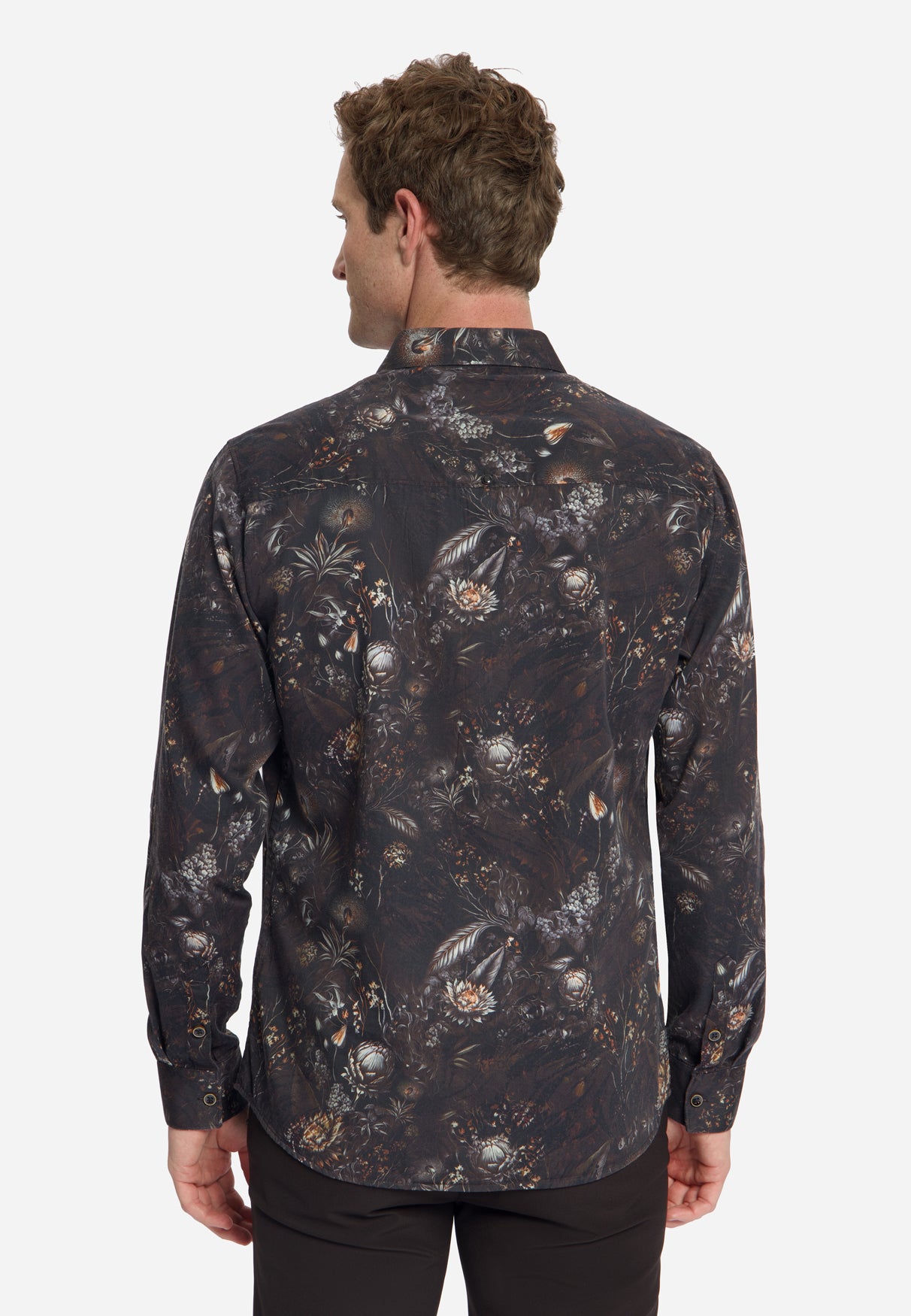 Hemd mit durchgehendem Allover-Print aus Satin-Gewebe | Schwarz