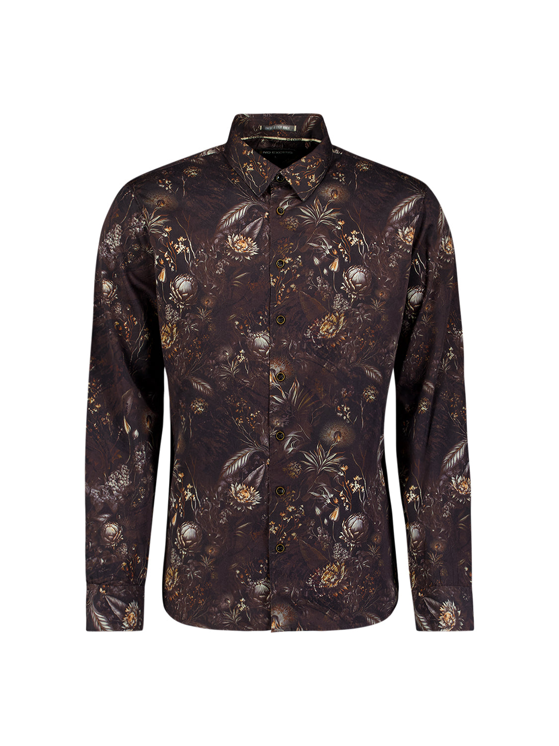 Hemd mit durchgehendem Allover-Print aus Satin-Gewebe | Schwarz
