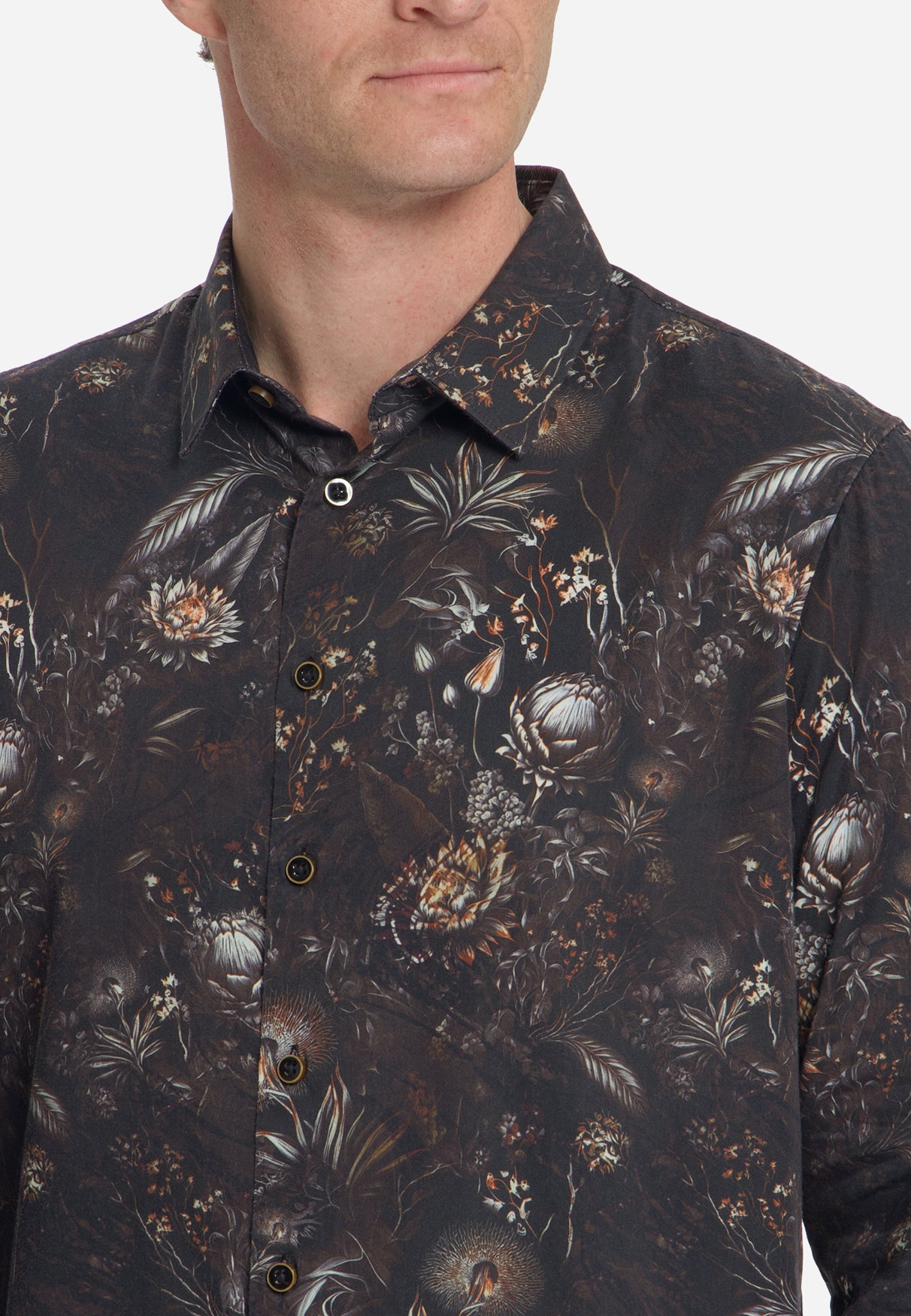 Hemd mit durchgehendem Allover-Print aus Satin-Gewebe | Schwarz