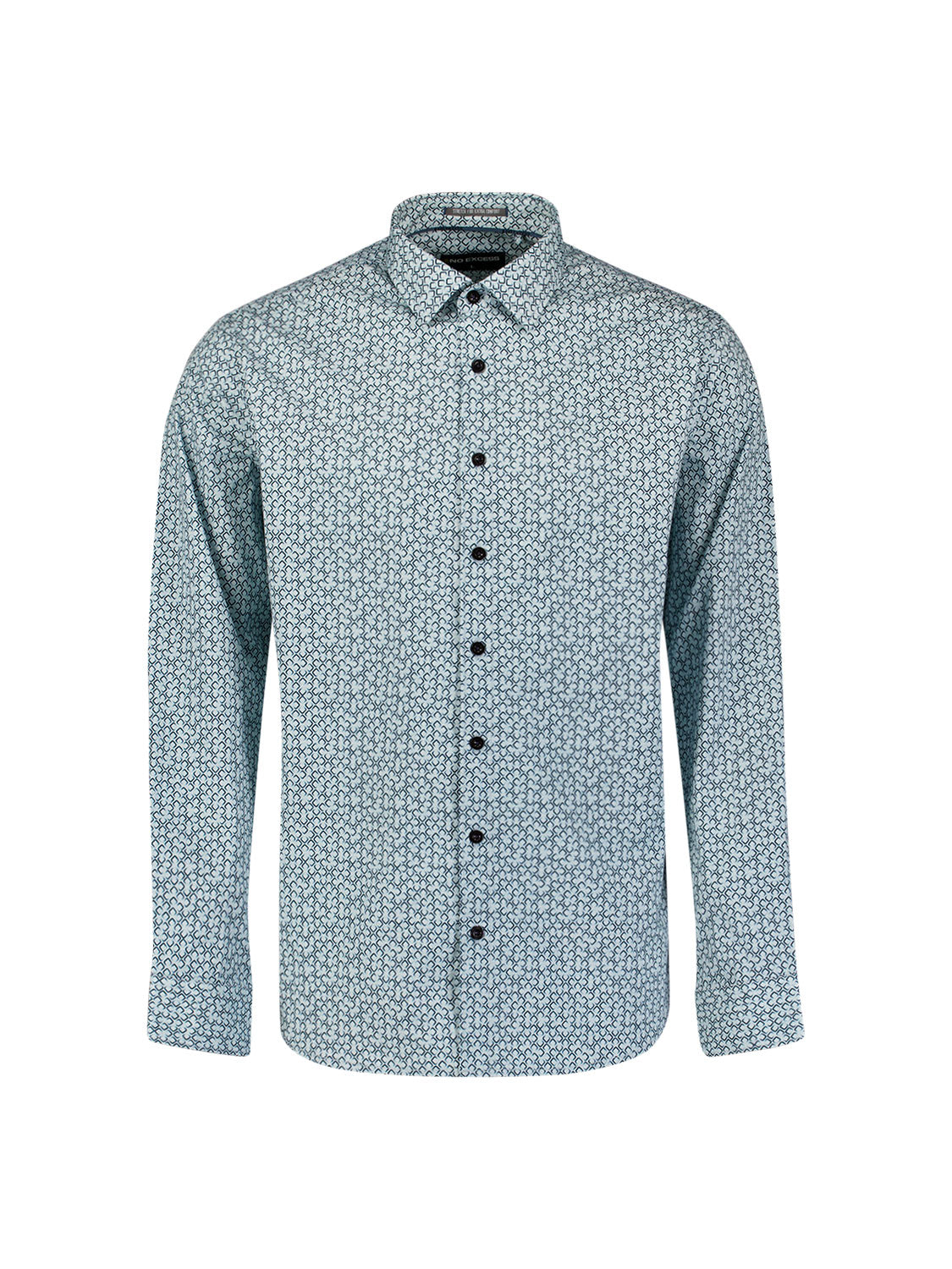Printed stretch shirt | Dusty Blue