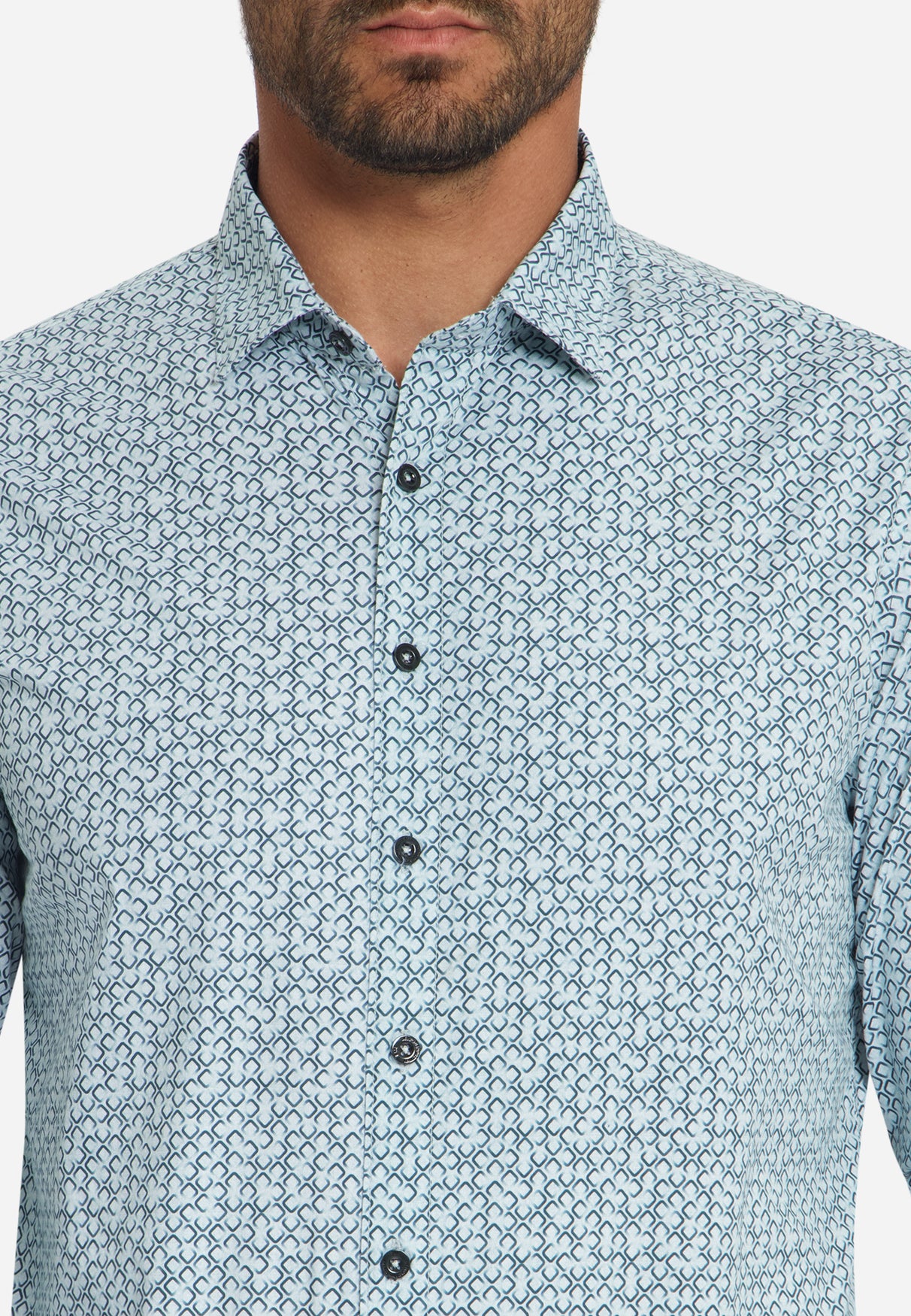 Printed stretch shirt | Dusty Blue