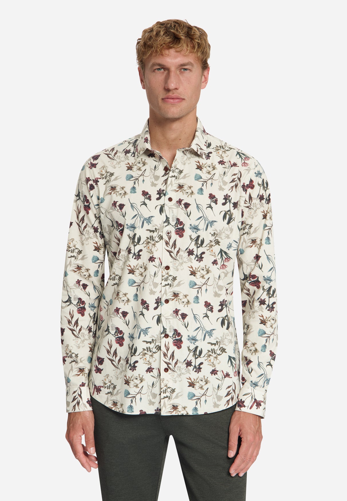 Printed stretch shirt | Stone