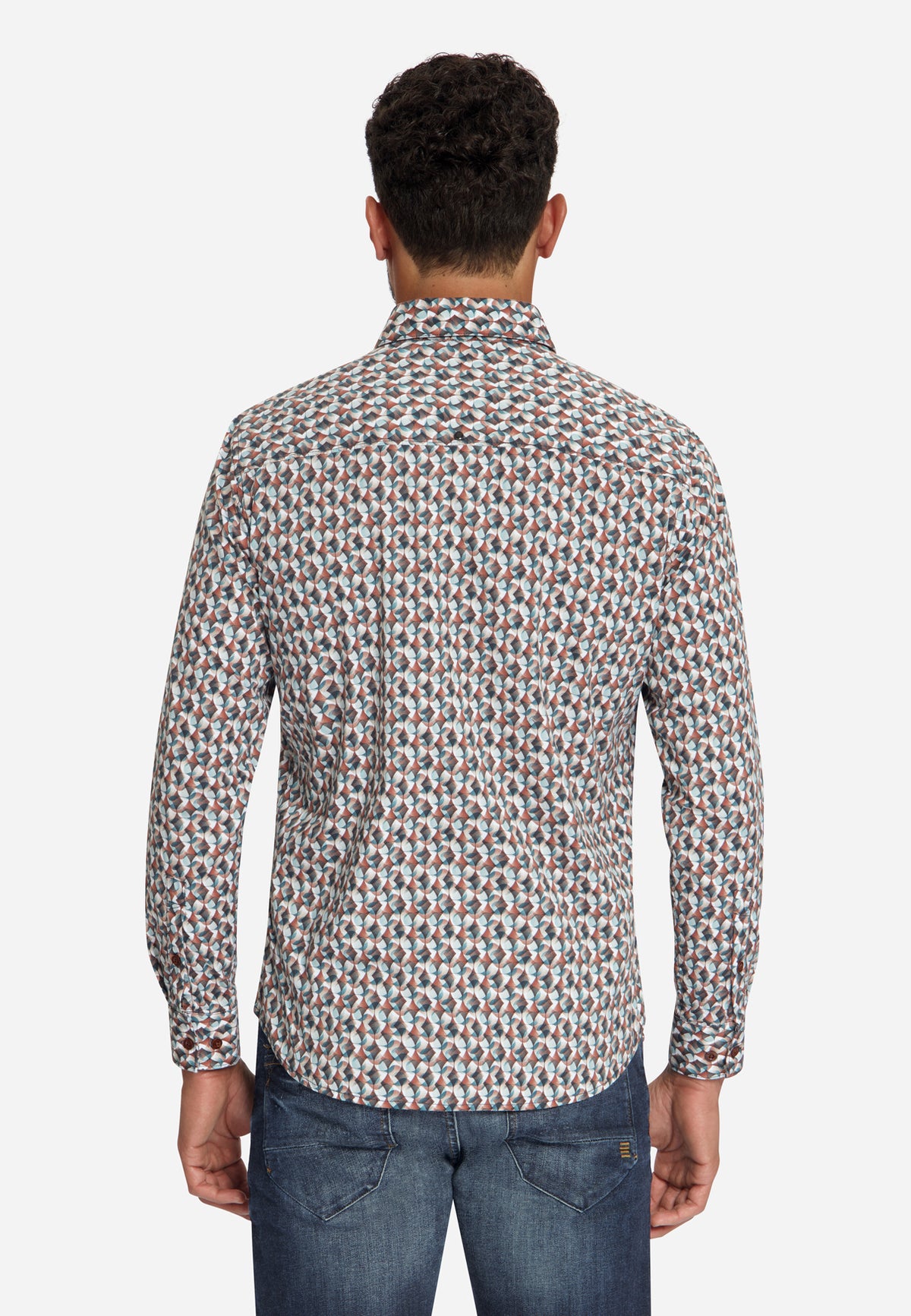 Stretch Allover Print Shirt | Caramel