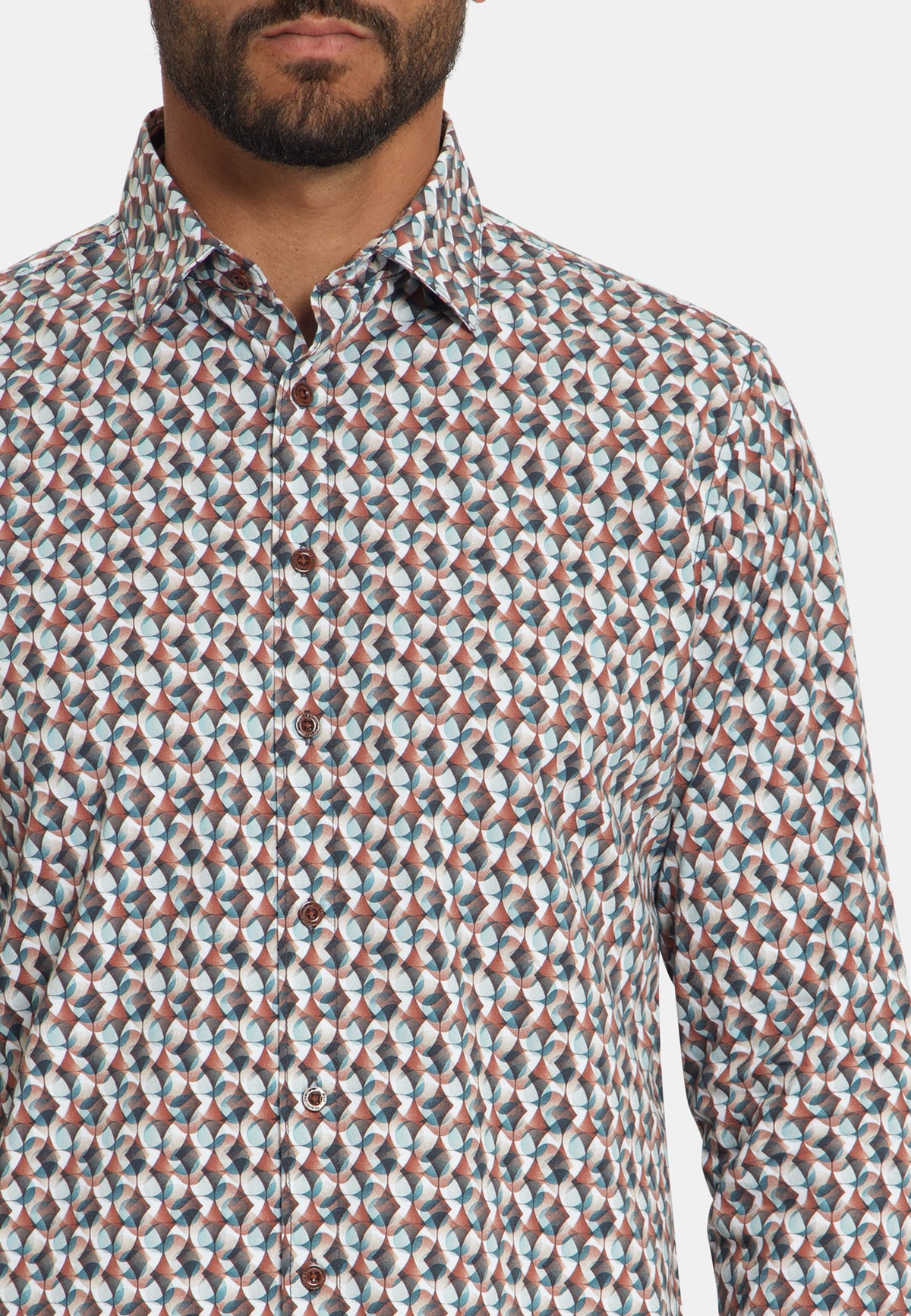 Stretch Allover Print Shirt | Caramel